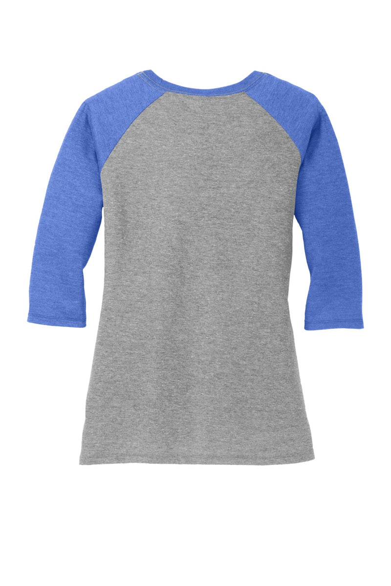 District Women's Perfect Tri 3/4-Sleeve Raglan - Royal Frost/ Grey Frost