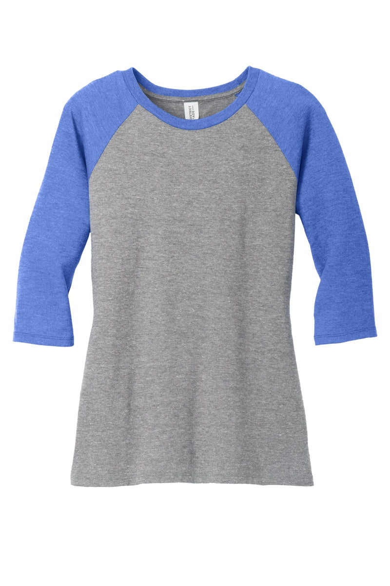 District Women's Perfect Tri 3/4-Sleeve Raglan - Royal Frost/ Grey Frost