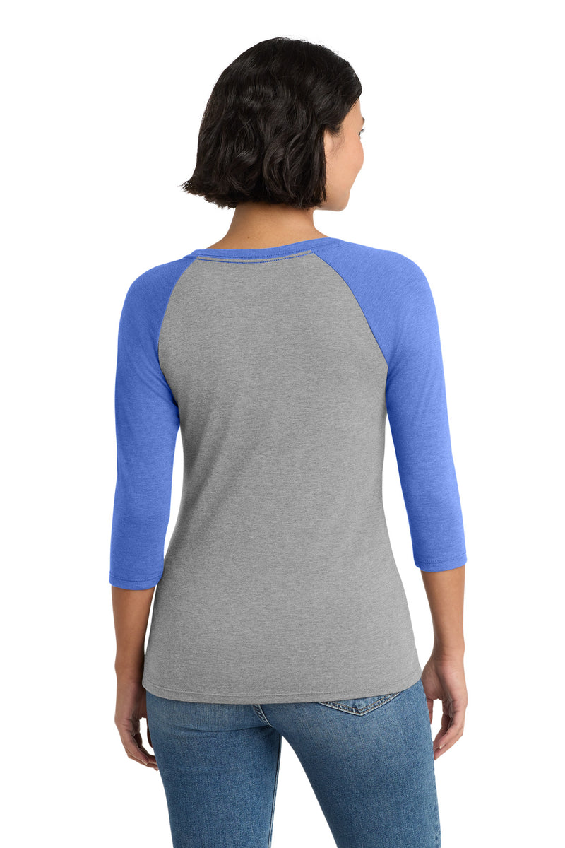 District Women's Perfect Tri 3/4-Sleeve Raglan - Royal Frost/ Grey Frost
