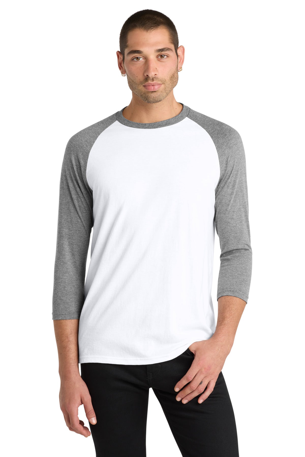 District  Perfect Tri 3/4-Sleeve Raglan - Grey Frost/ White