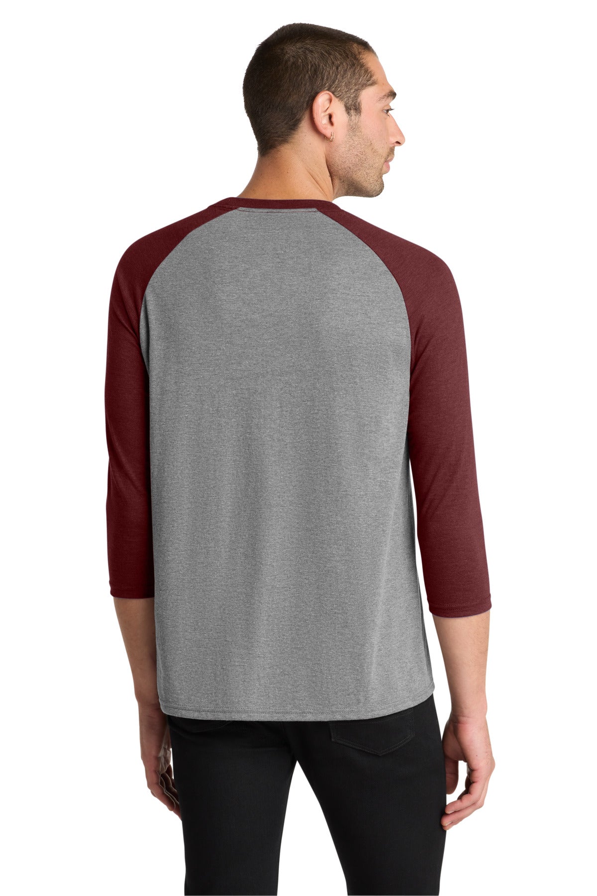District  Perfect Tri 3/4-Sleeve Raglan - Maroon Frost/ Grey Frost