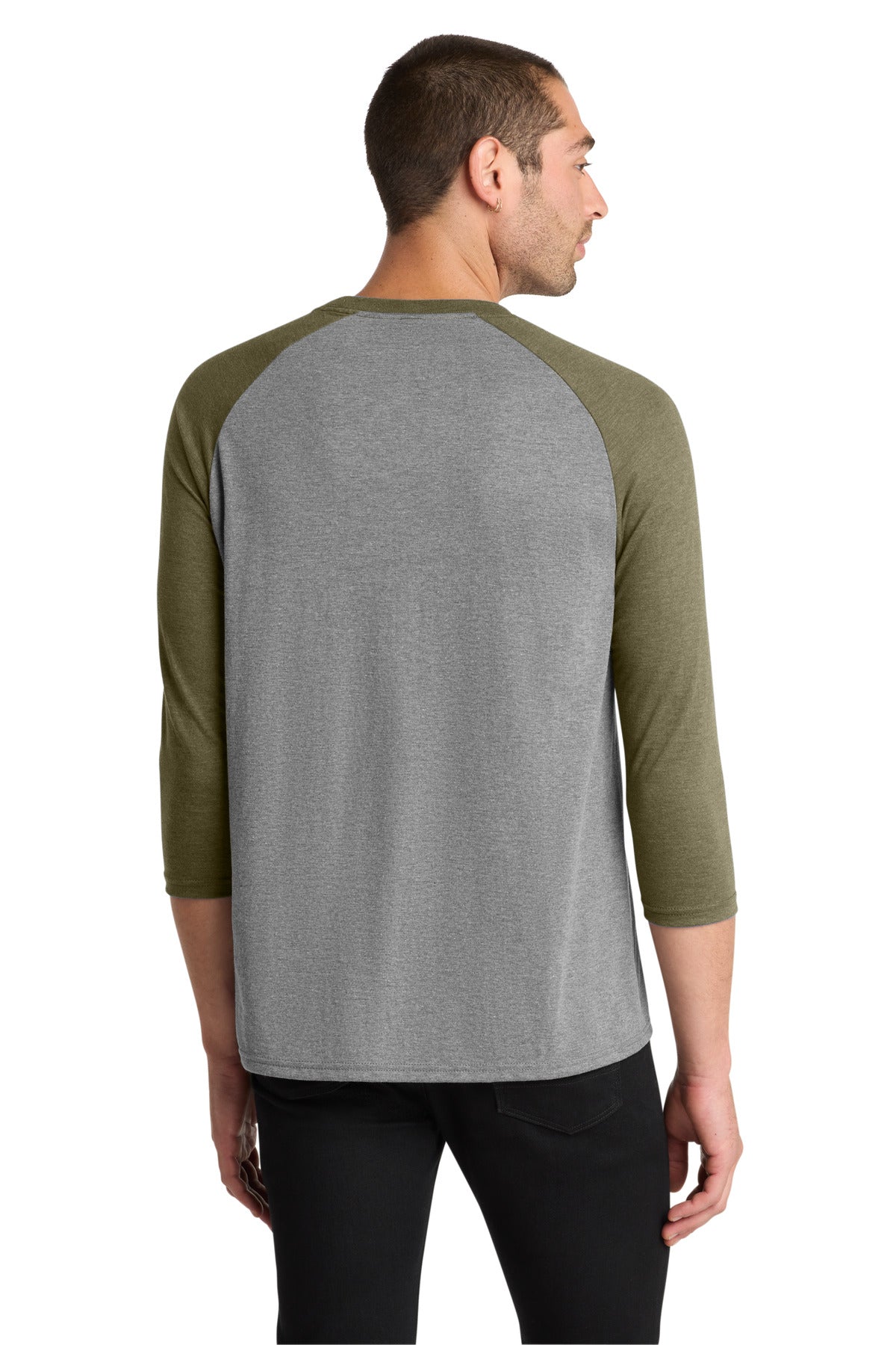District  Perfect Tri 3/4-Sleeve Raglan - Military Green Frost/ Grey Frost