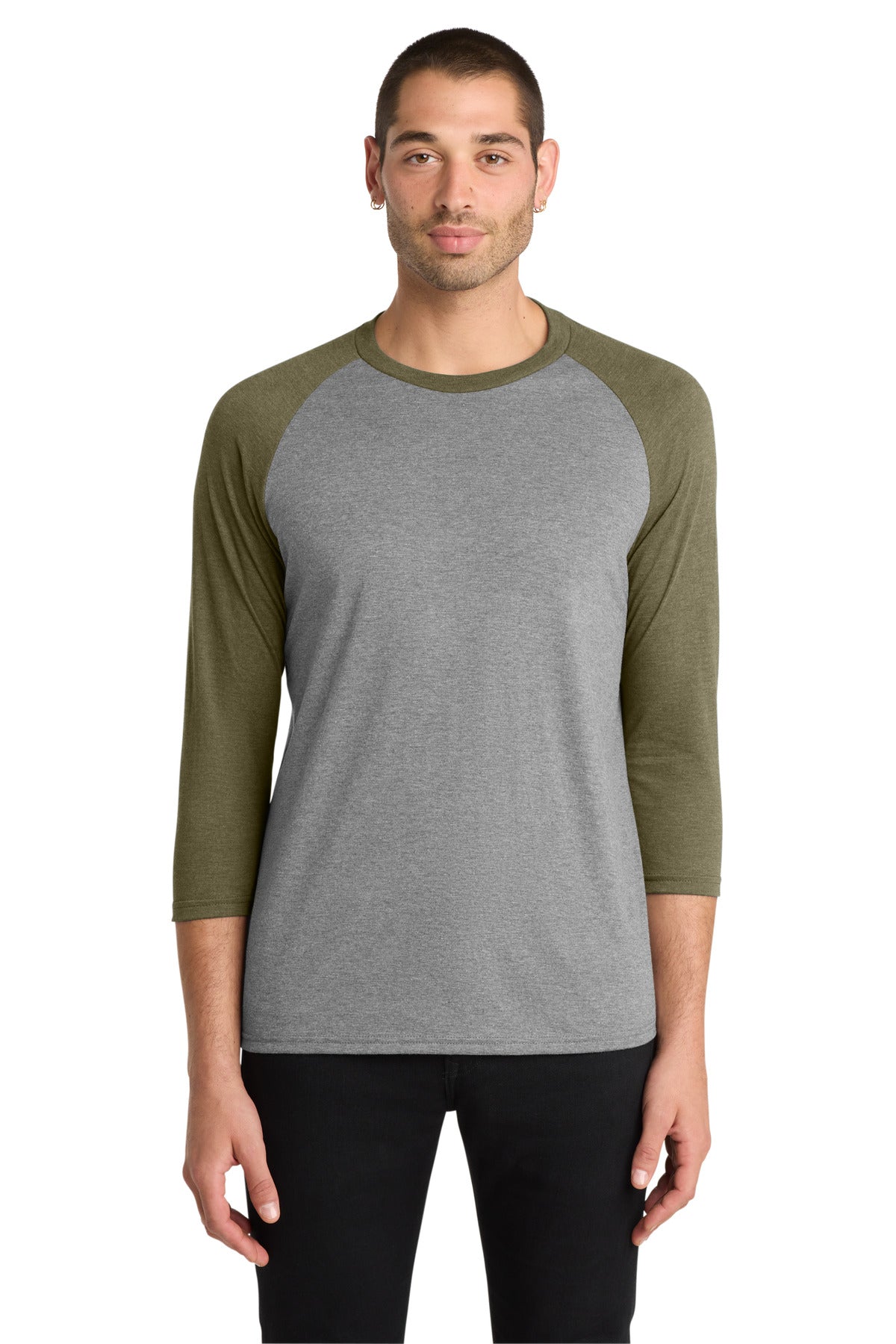 District  Perfect Tri 3/4-Sleeve Raglan - Military Green Frost/ Grey Frost