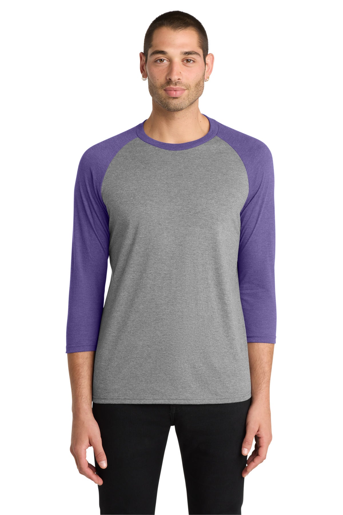 District  Perfect Tri 3/4-Sleeve Raglan - Purple Frost/ Grey Frost