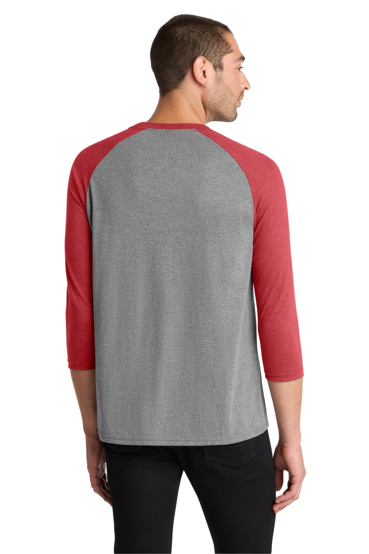 District  Perfect Tri 3/4-Sleeve Raglan - Red Frost/ Grey Frost