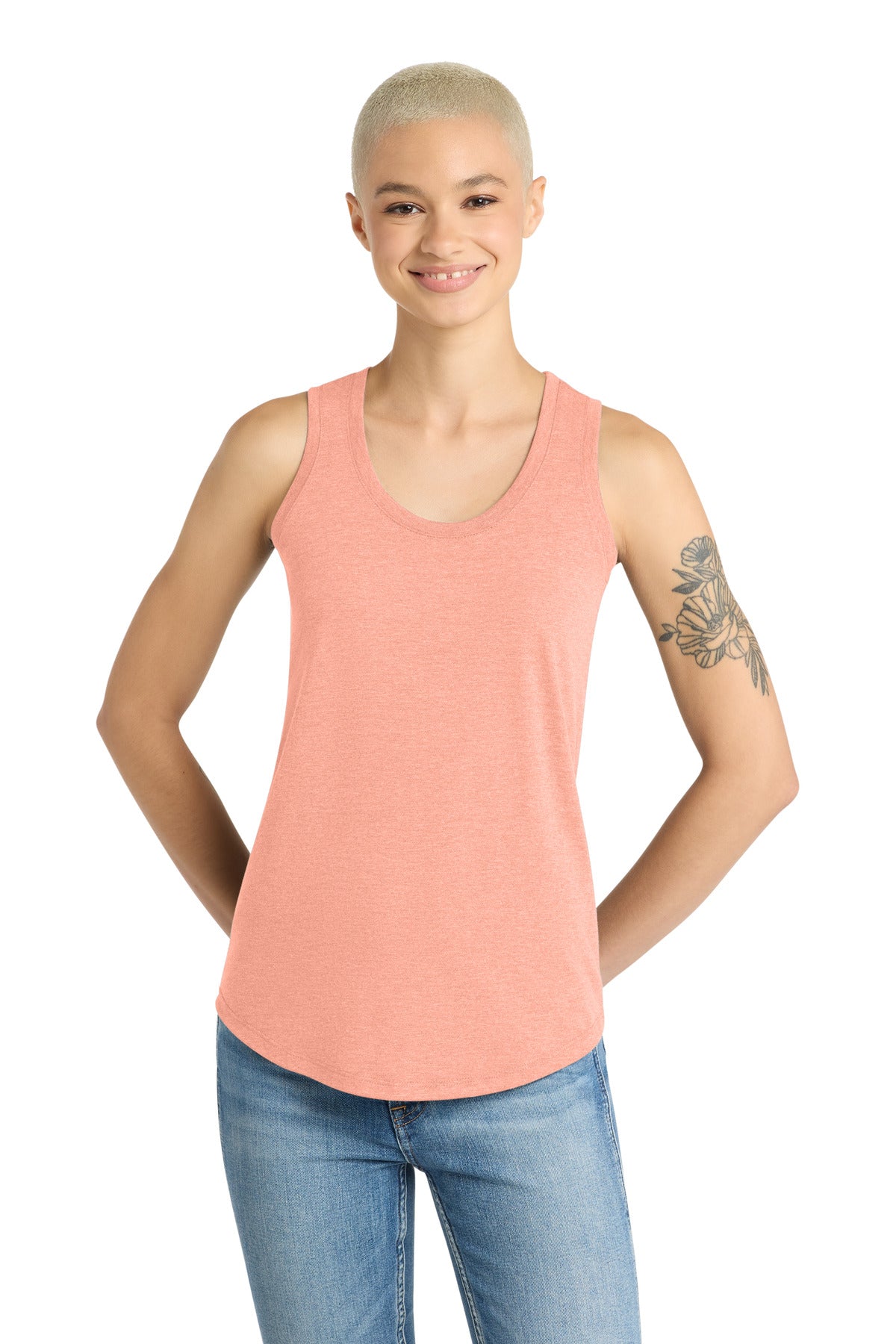 District  Women's Perfect Tri Racerback Tank - Heathered Dusty Peach