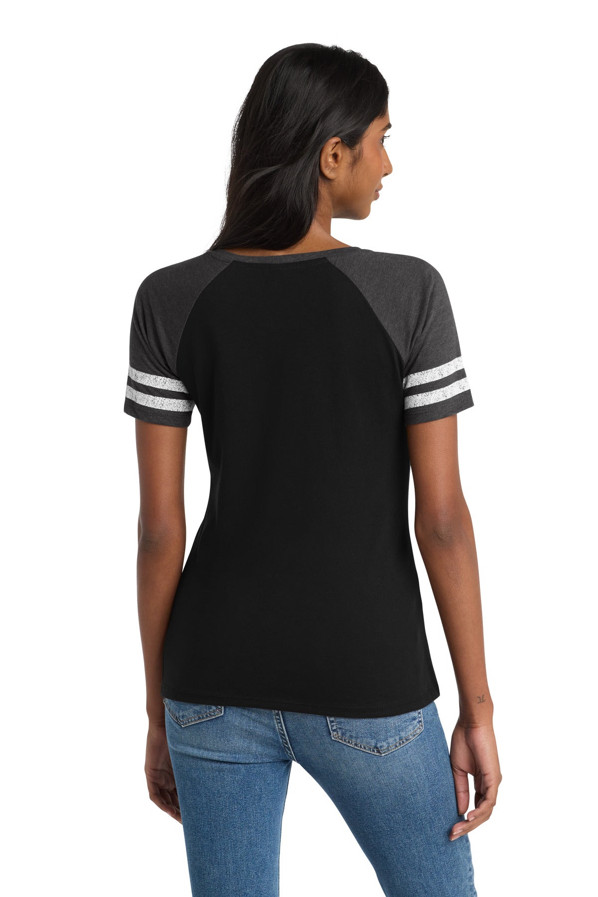 District  Women's Game V-Neck Tee - Black/ Heathered Charcoal