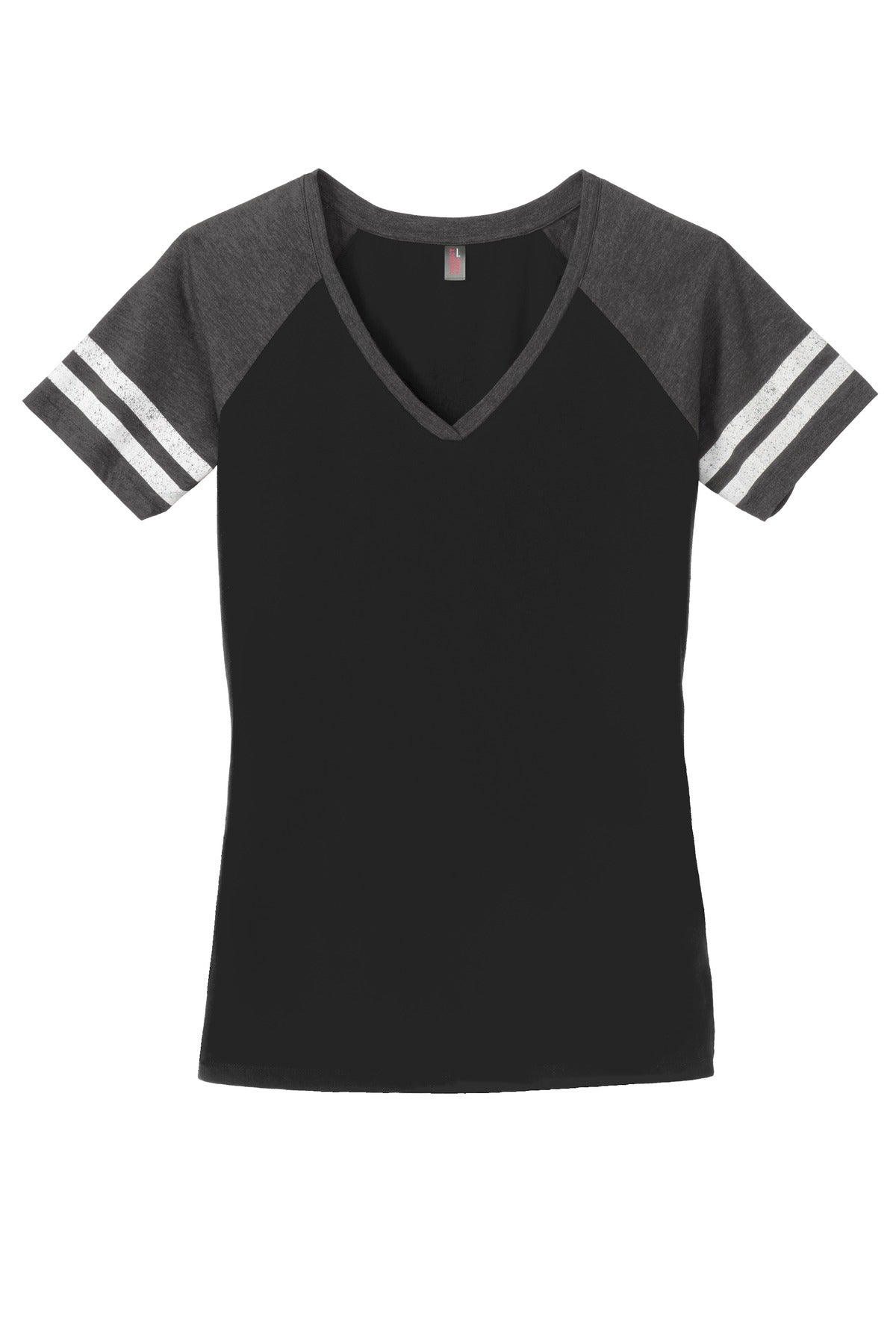 District  Women's Game V-Neck Tee - Black/ Heathered Charcoal