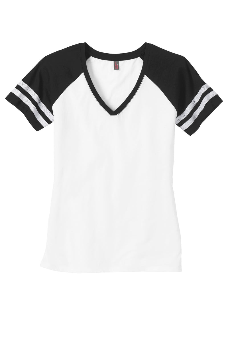District  Women's Game V-Neck Tee - White/ Black