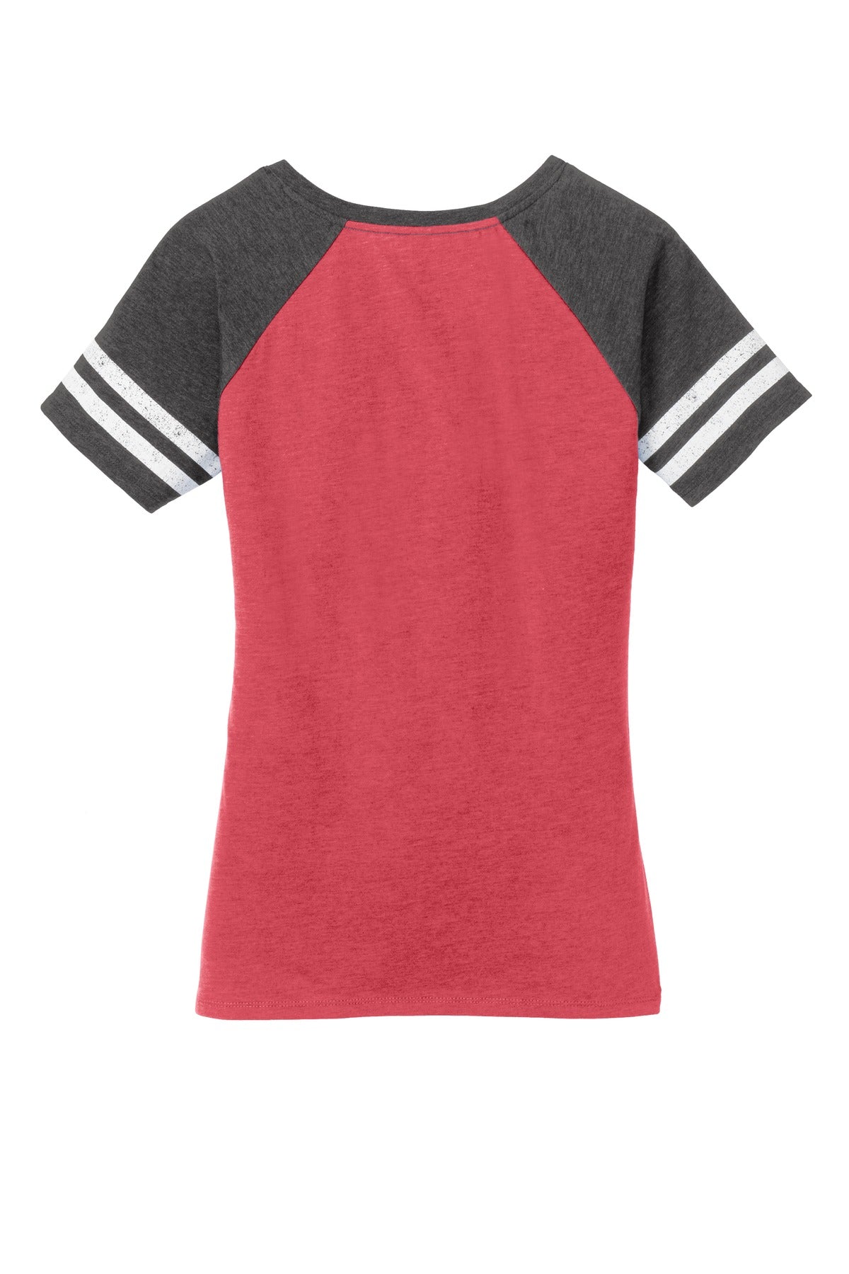 District  Women's Game V-Neck Tee - Heathered Red/ Heathered Charcoal