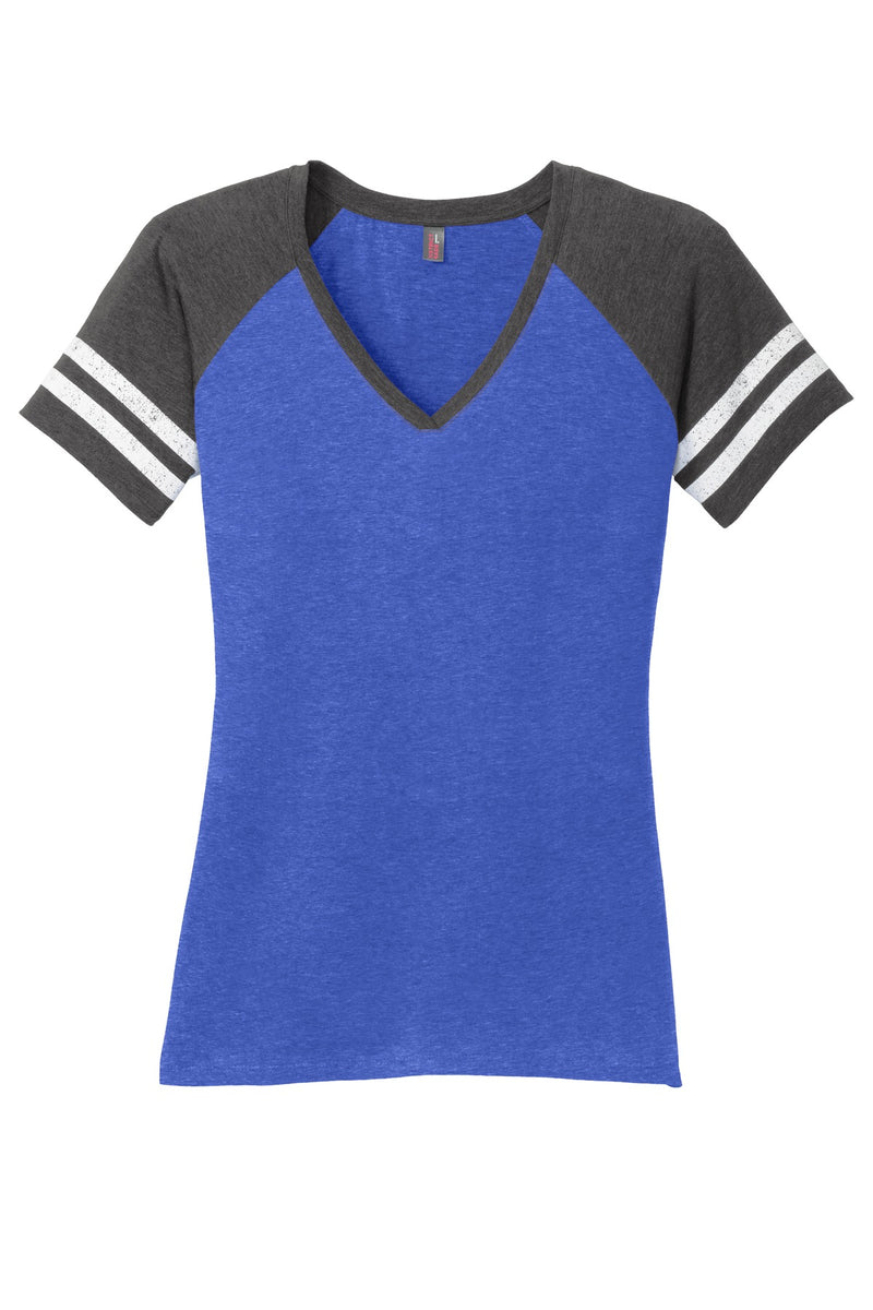 District  Women's Game V-Neck Tee - Heathered True Royal/ Heathered Charcoal