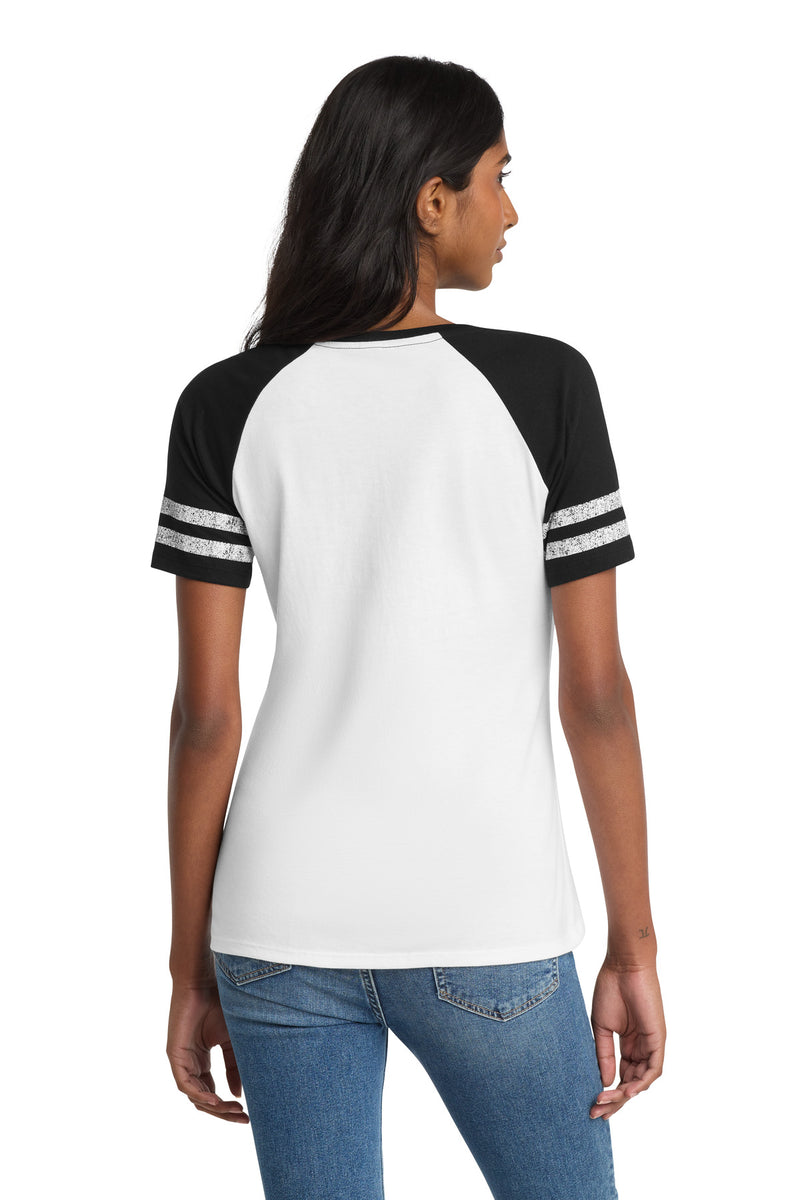 District  Women's Game V-Neck Tee - White/ Black