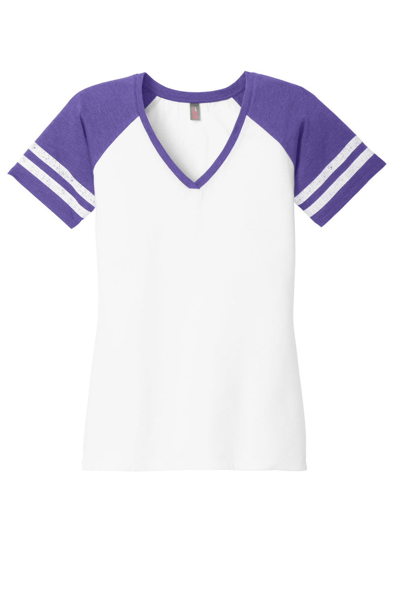 District  Women's Game V-Neck Tee - White/ Heathered Purple