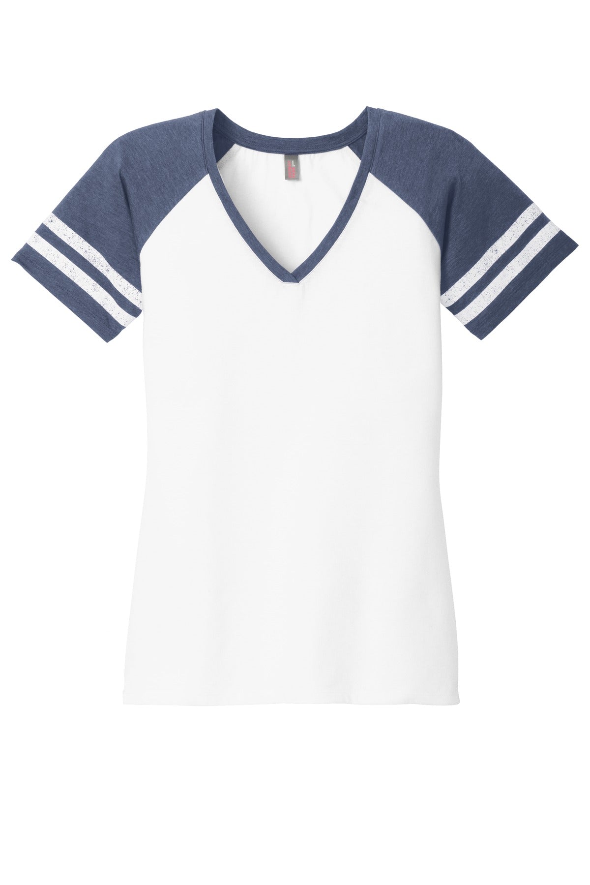 District  Women's Game V-Neck Tee - White/ Heathered True Navy