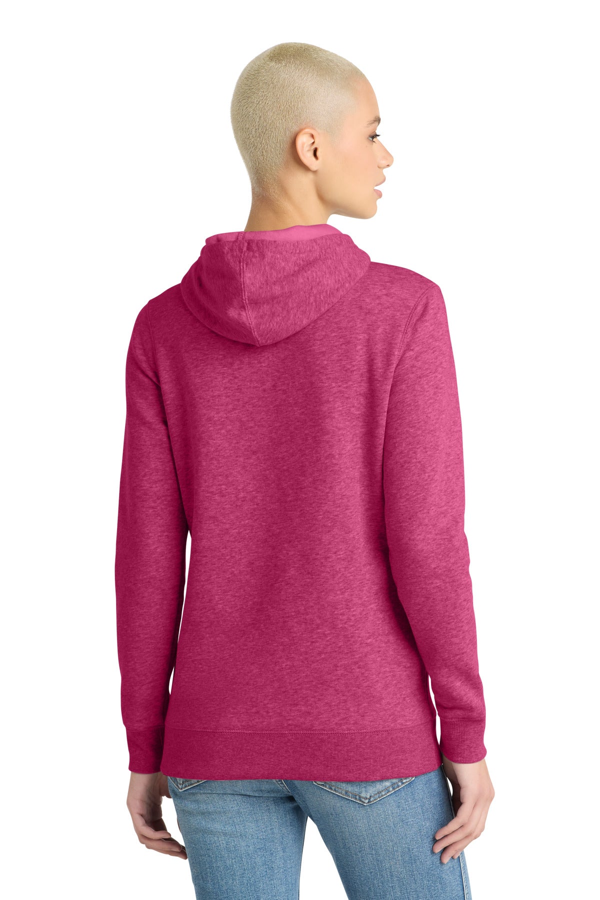 District  Women's Lightweight Fleece Hoodie - Heathered Pink Azalea