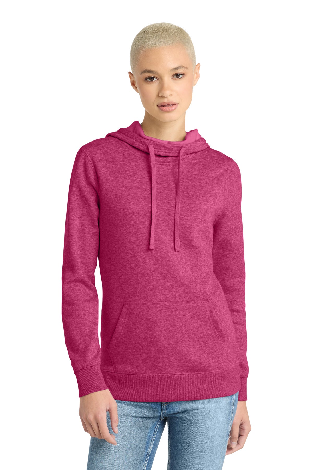 District  Women's Lightweight Fleece Hoodie - Heathered Pink Azalea