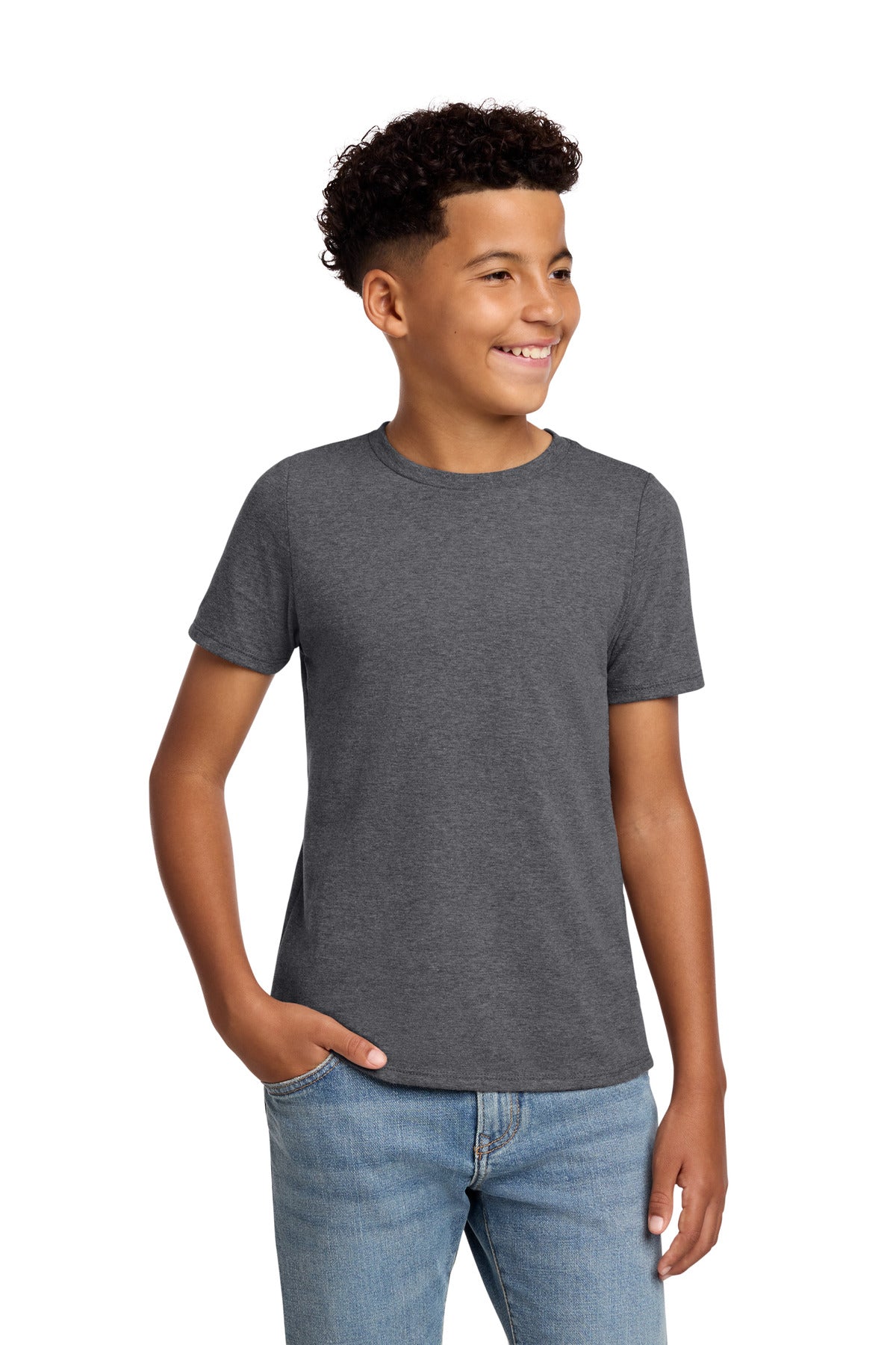District Youth Perfect Blend CVC Tee - Heathered Charcoal