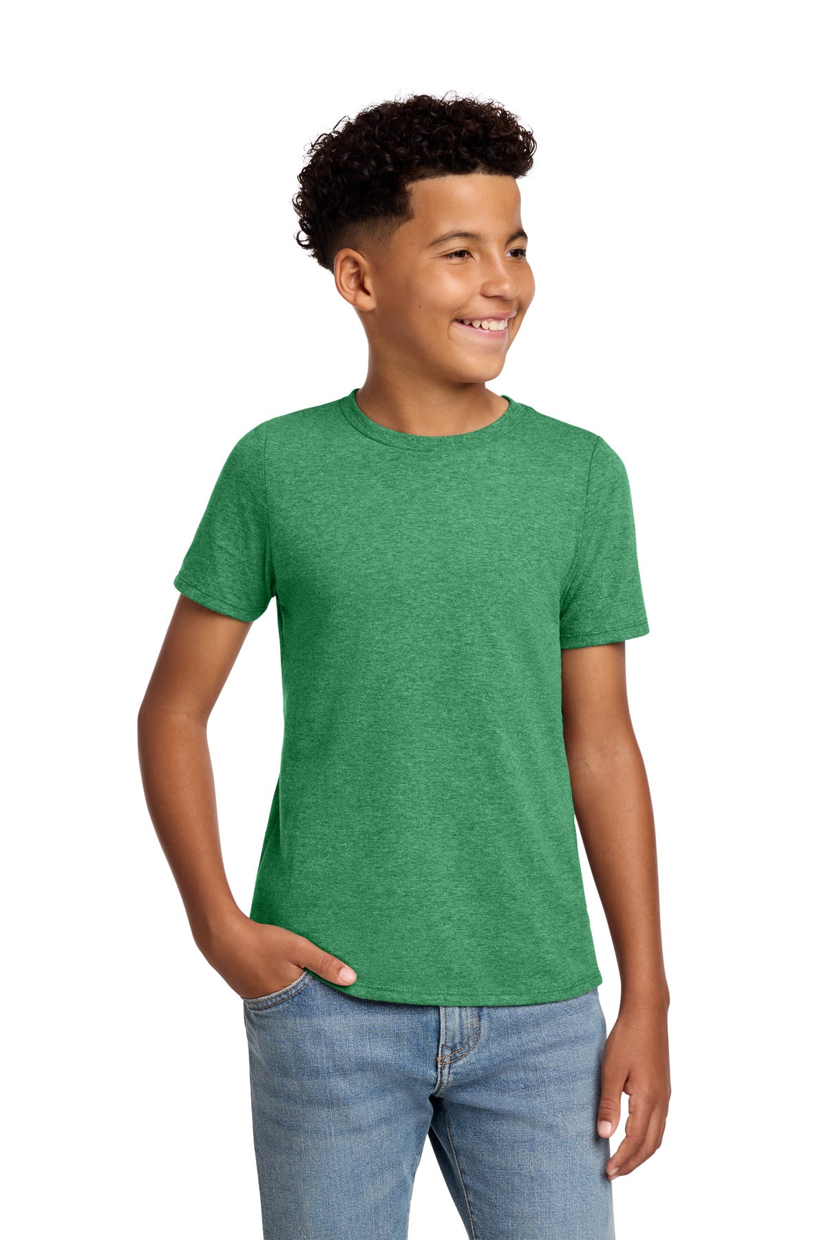 District Youth Perfect Blend CVC Tee - Heathered Kelly Green