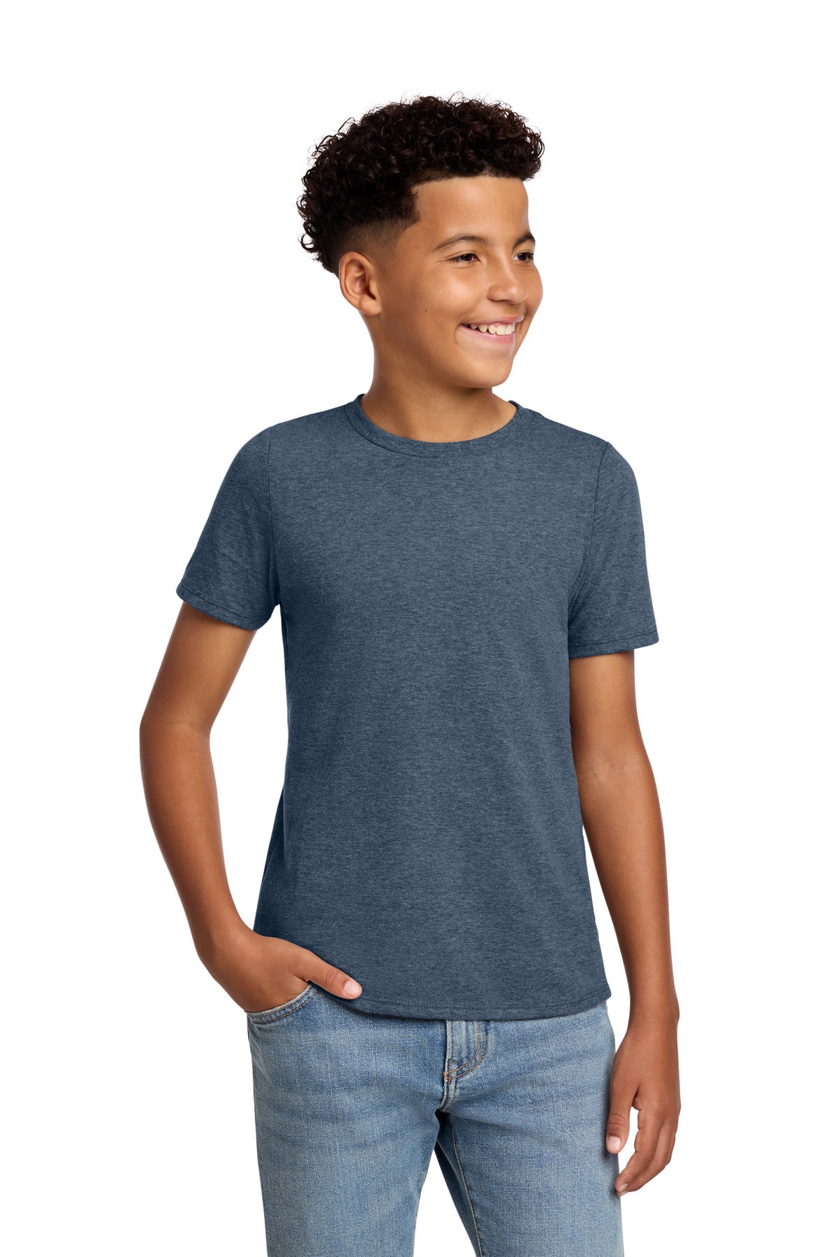 District Youth Perfect Blend CVC Tee - Heathered Navy