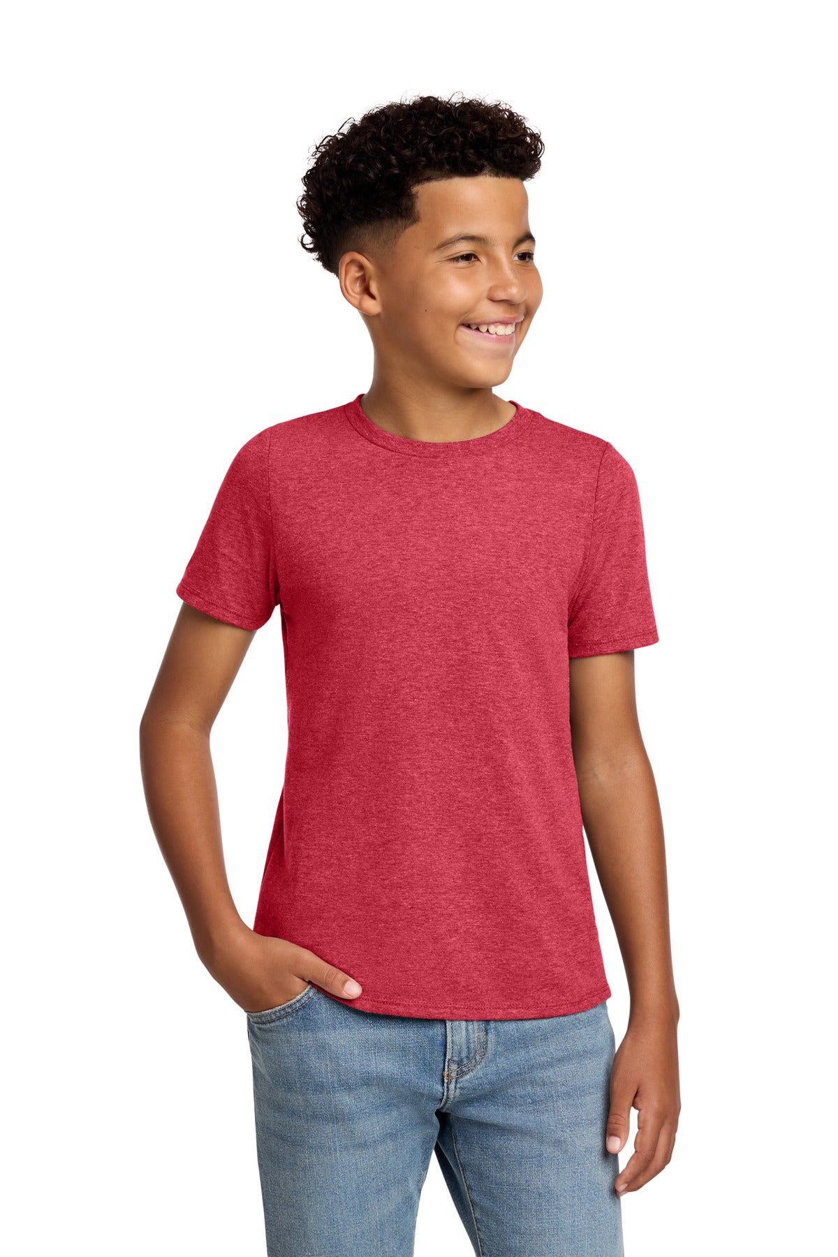 District Youth Perfect Blend CVC Tee - Heathered Red