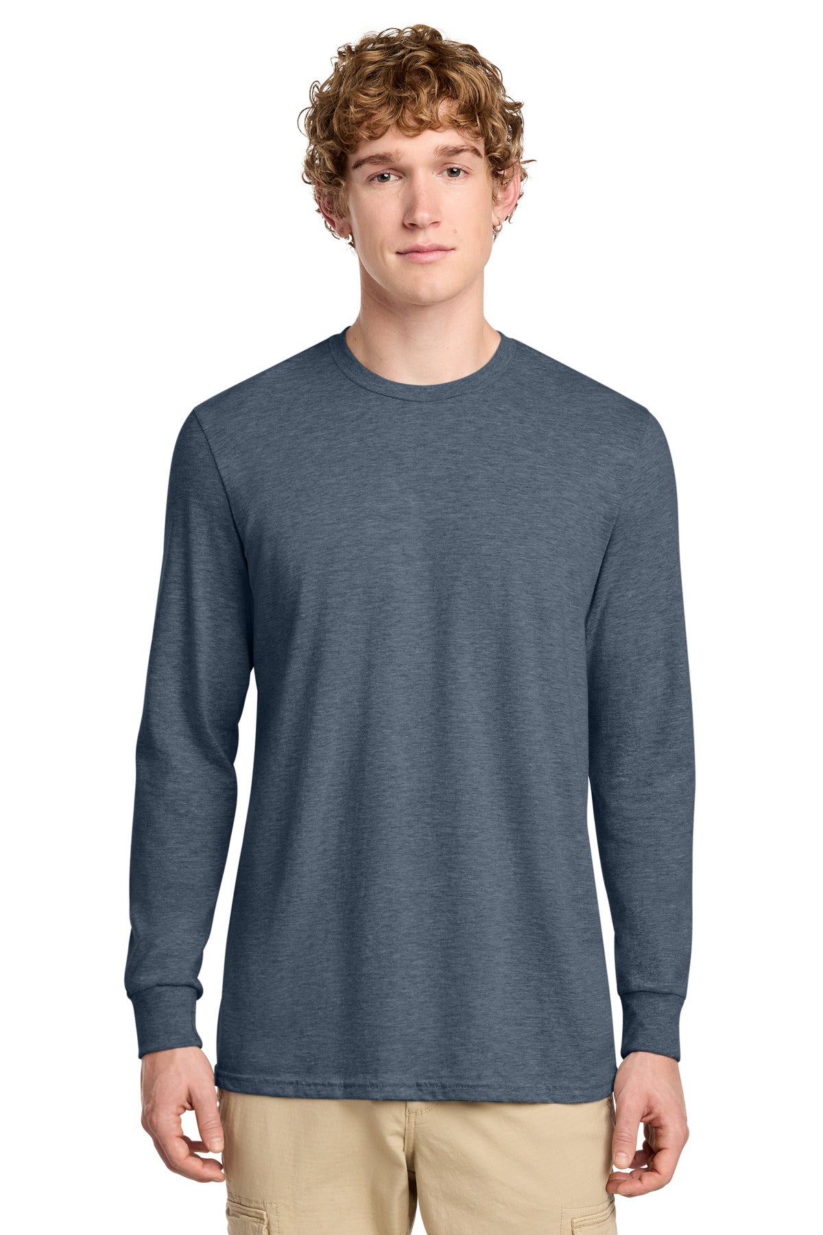 District Perfect Blend CVC Long Sleeve Tee - Heathered Navy