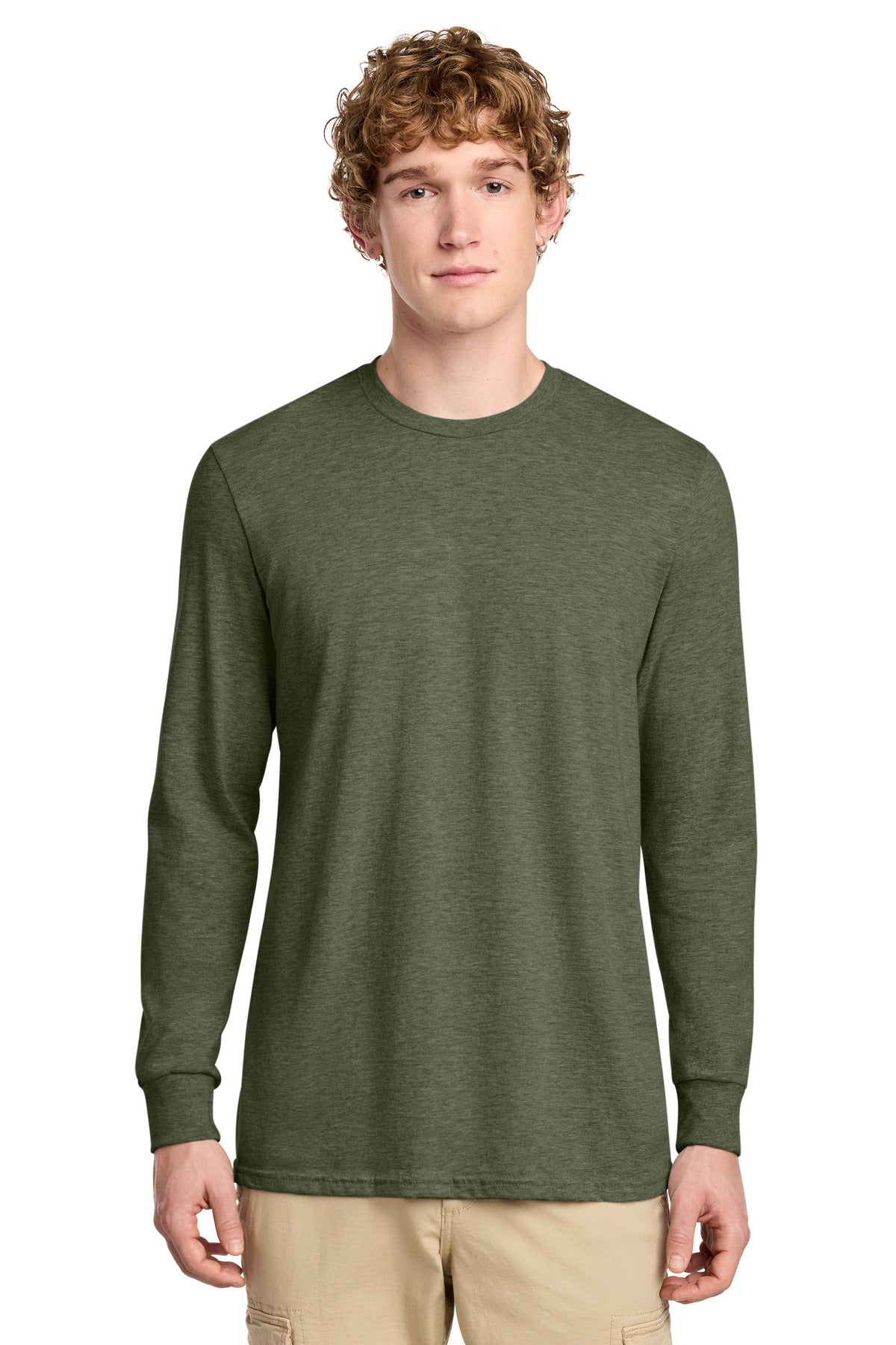 District Perfect Blend CVC Long Sleeve Tee - Heathered Olive