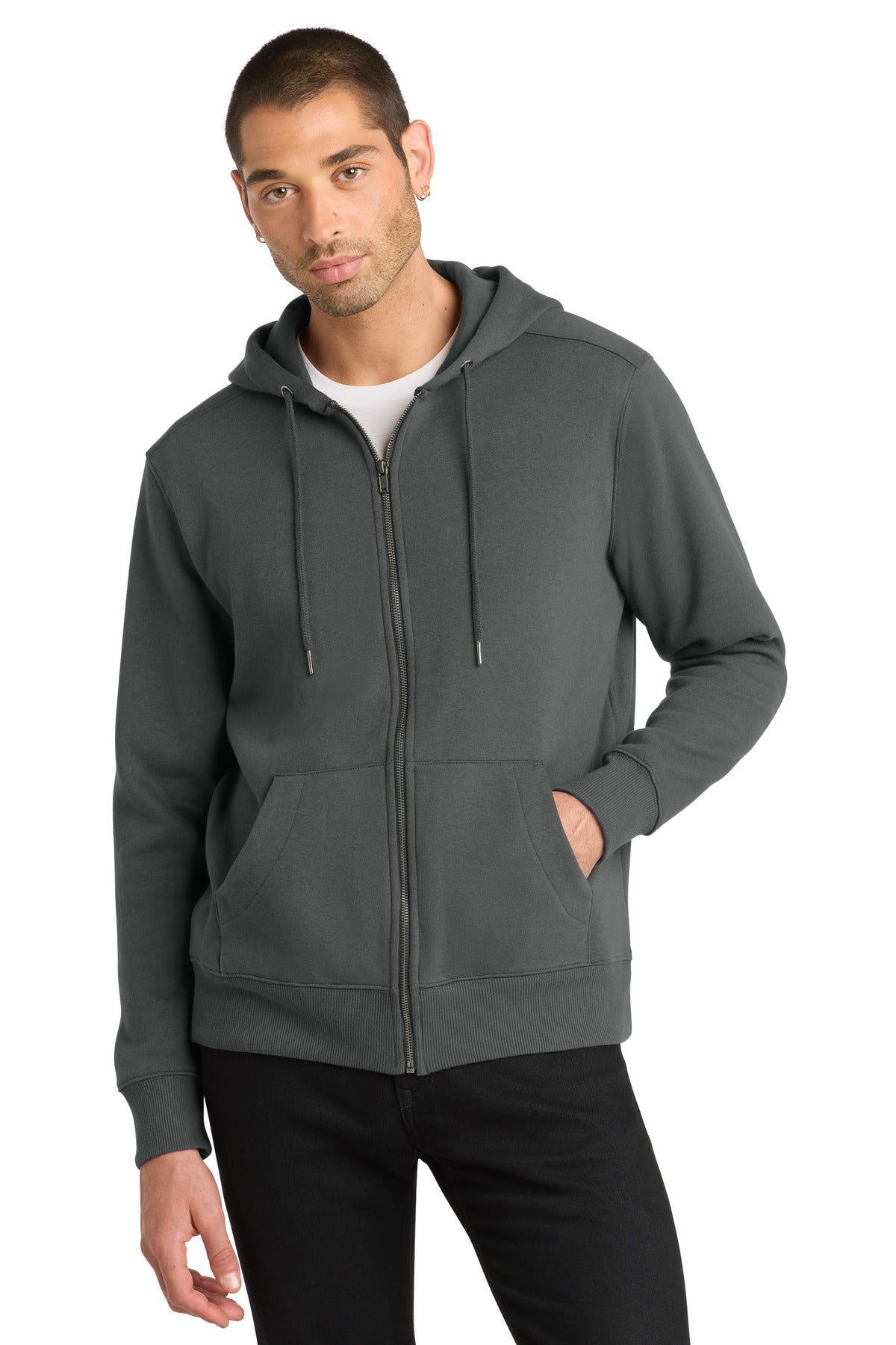 District  Perfect Weight  Fleece Full-Zip Hoodie - Charcoal