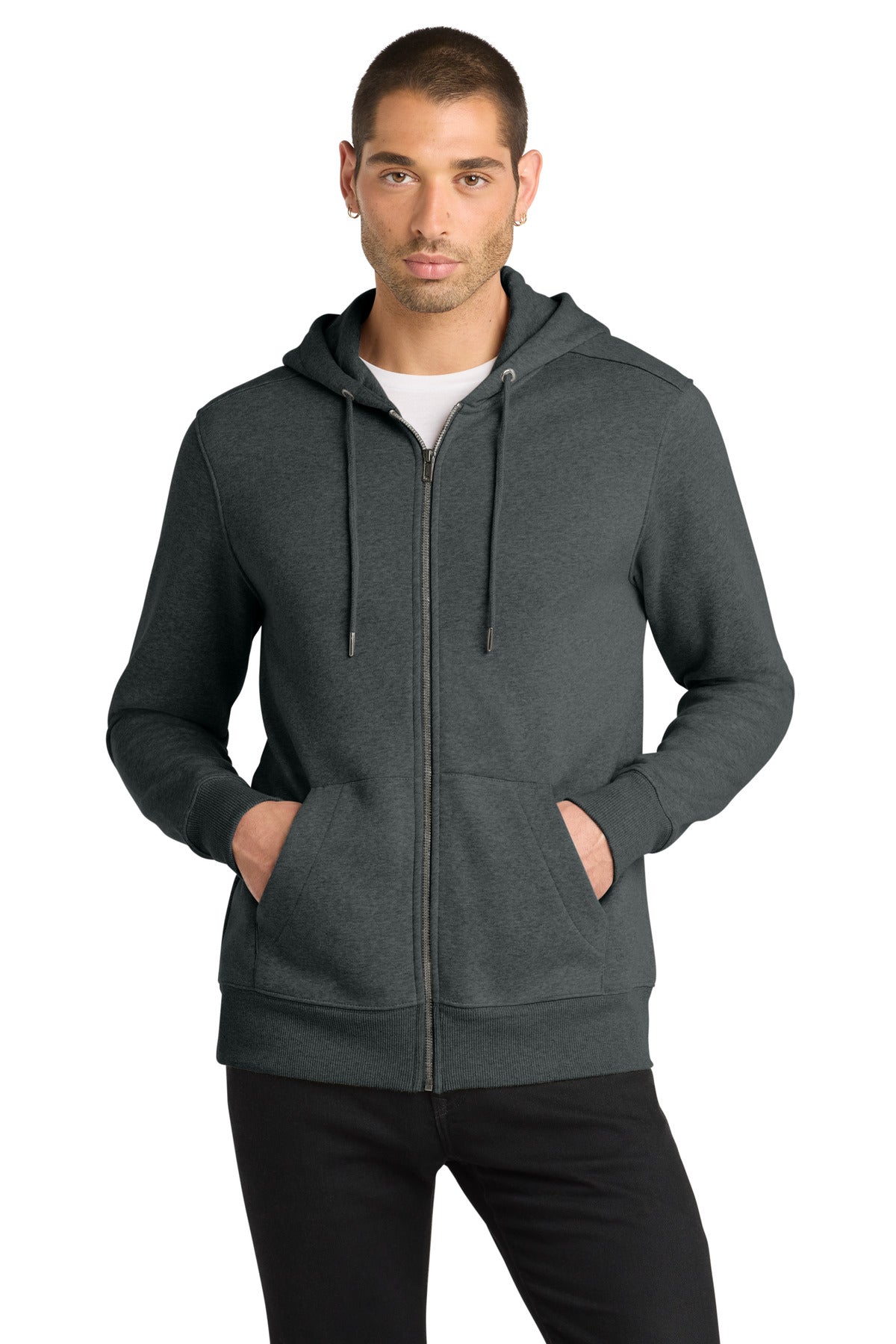 District  Perfect Weight  Fleece Full-Zip Hoodie - Heathered Charcoal