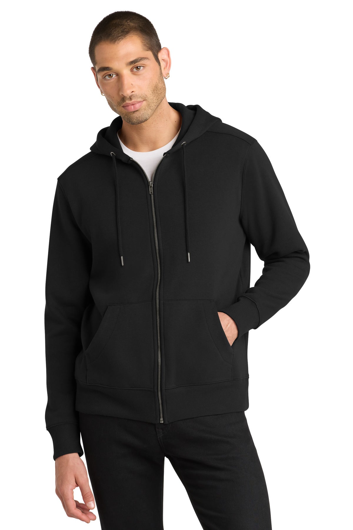 District  Perfect Weight  Fleece Full-Zip Hoodie - Jet Black