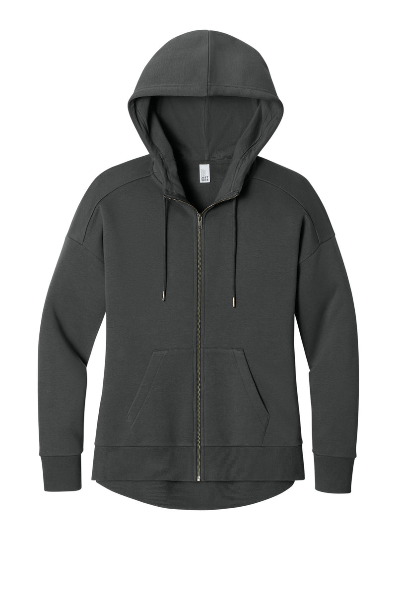 District  Women's Perfect Weight  Fleece Drop Shoulder Full-Zip Hoodie - Charcoal