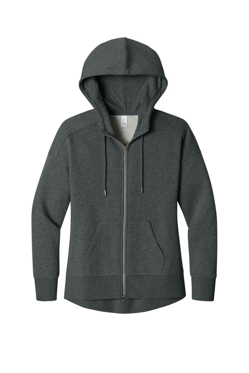 District  Women's Perfect Weight  Fleece Drop Shoulder Full-Zip Hoodie - Heathered Charcoal