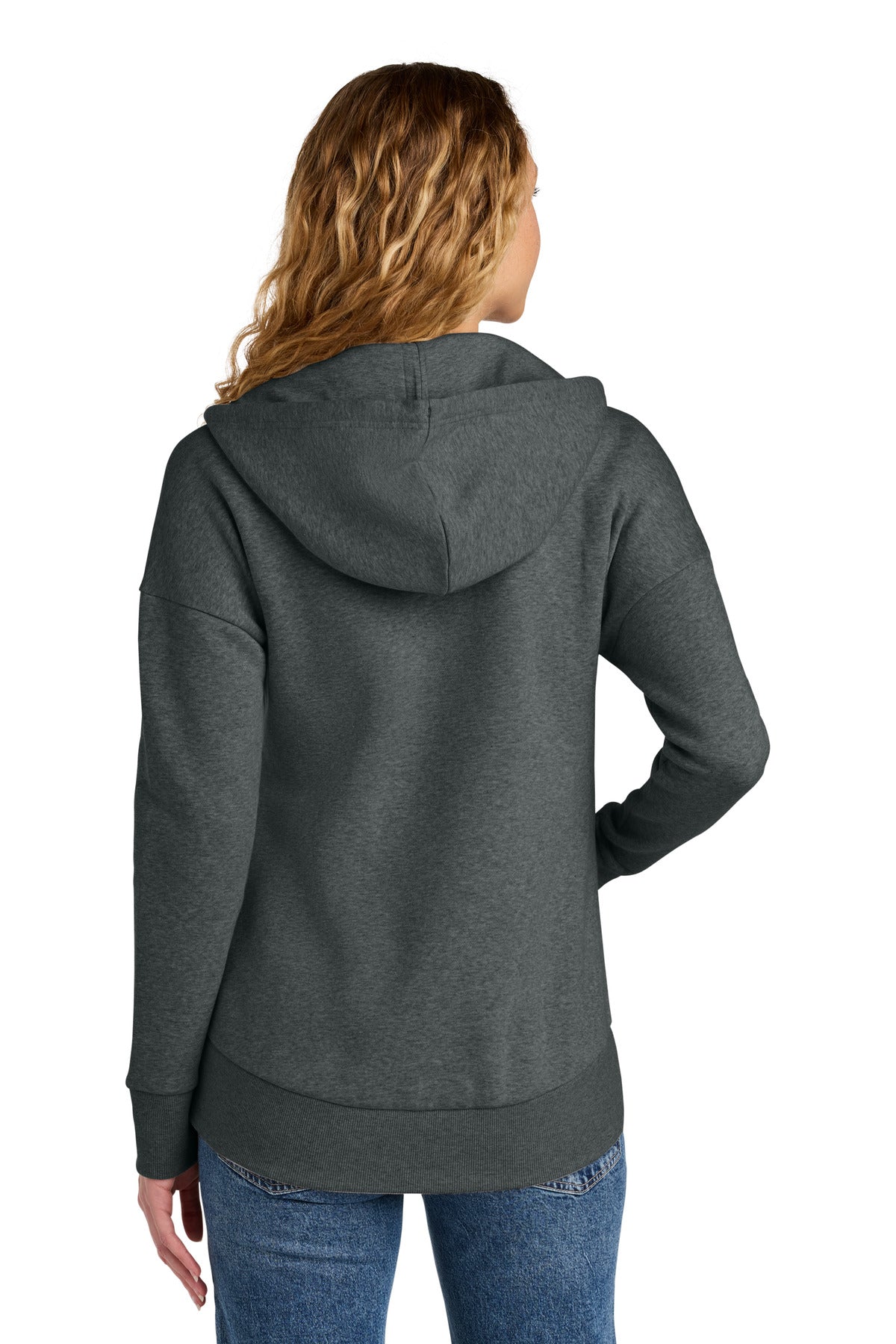 District  Women's Perfect Weight  Fleece Drop Shoulder Full-Zip Hoodie - Heathered Charcoal