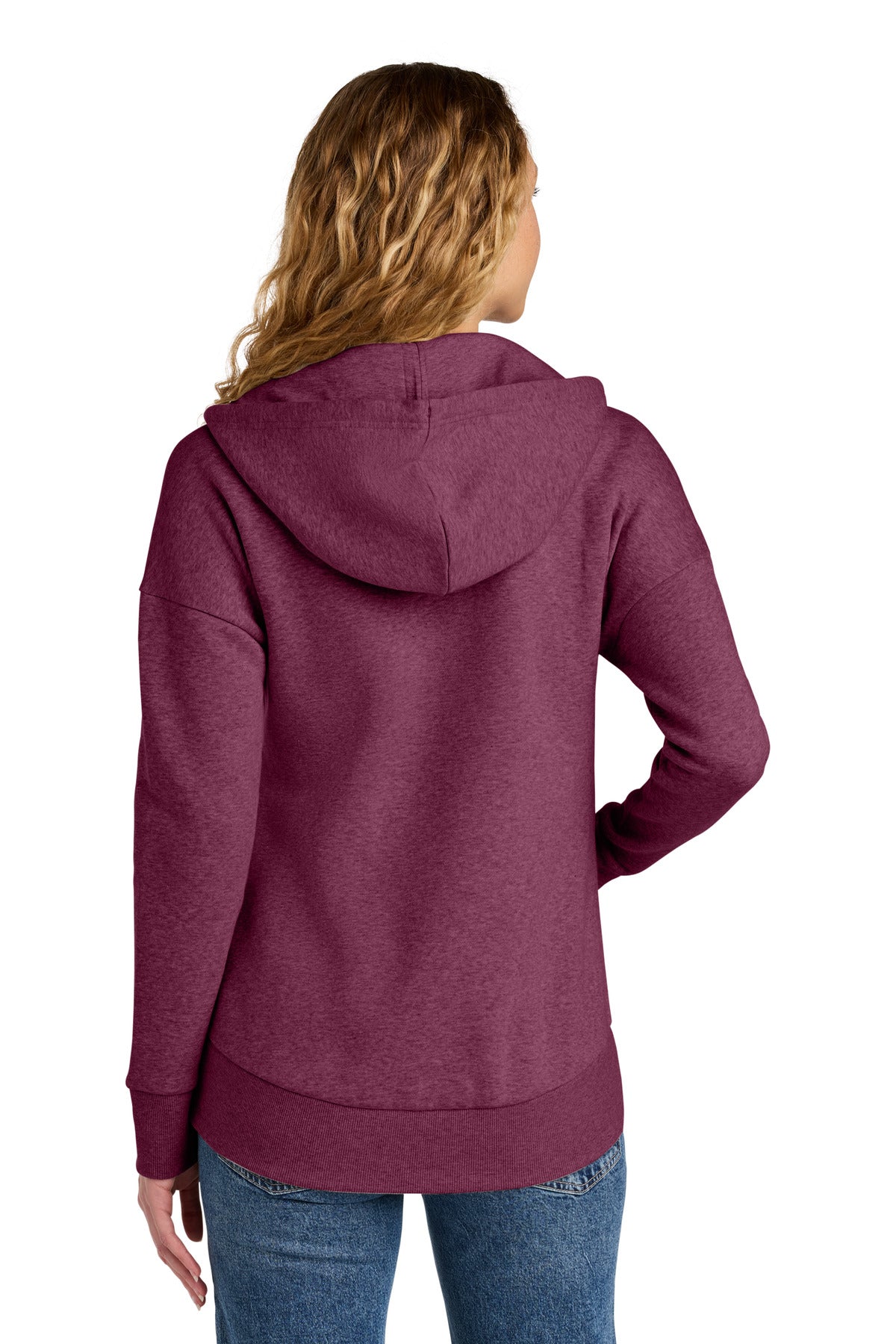 District  Women's Perfect Weight  Fleece Drop Shoulder Full-Zip Hoodie - Heathered Loganberry