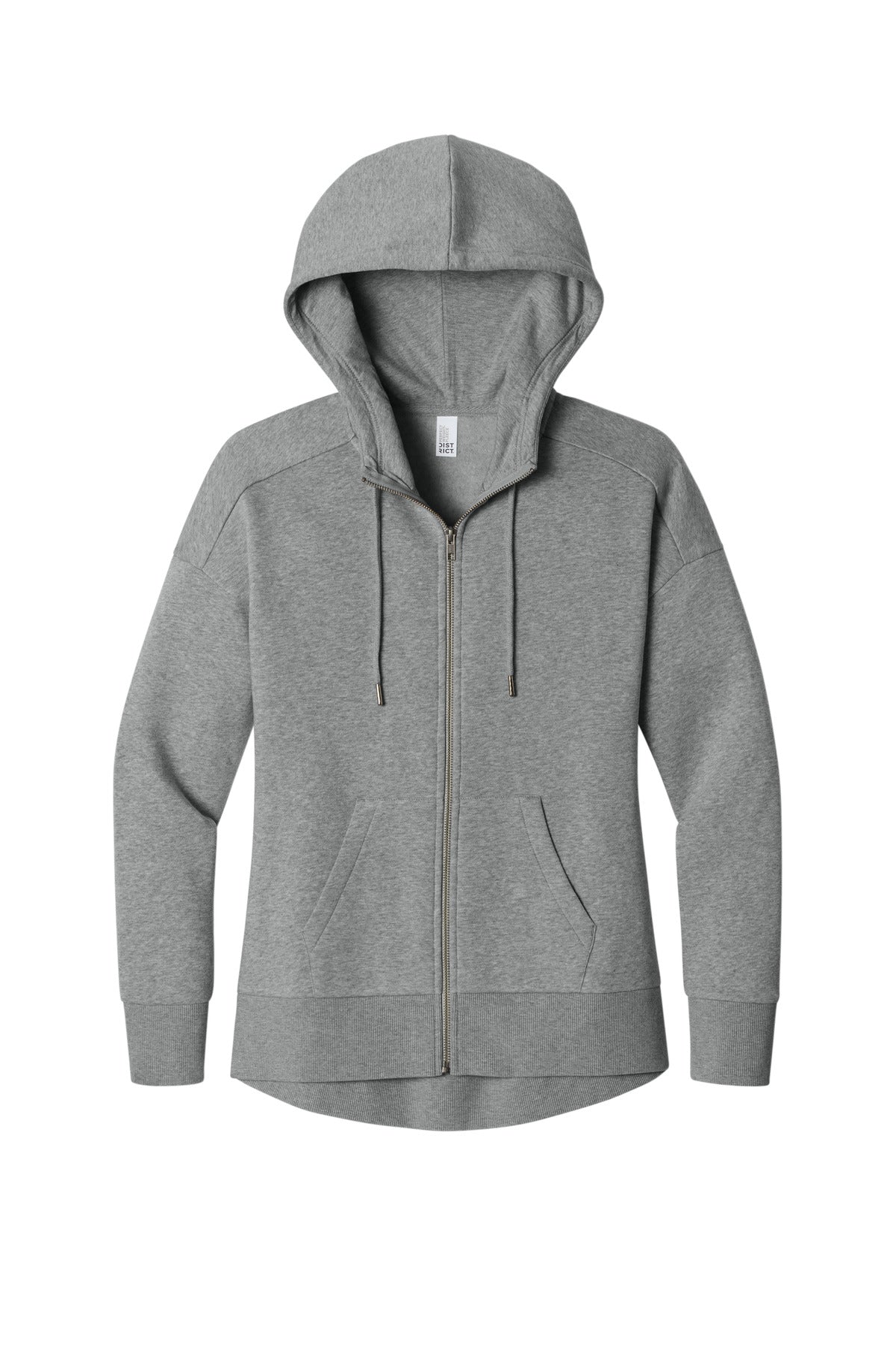 District  Women's Perfect Weight  Fleece Drop Shoulder Full-Zip Hoodie - Heathered Steel