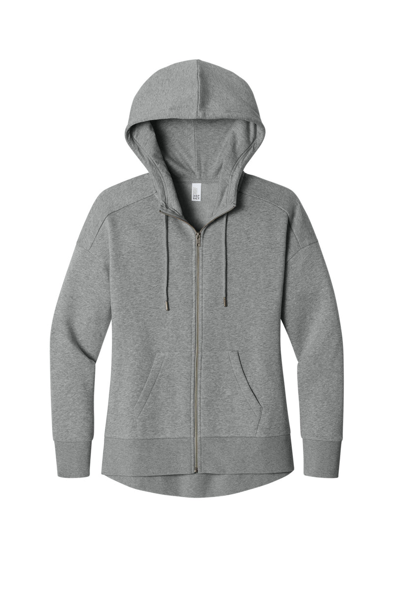 District  Women's Perfect Weight  Fleece Drop Shoulder Full-Zip Hoodie - Heathered Steel