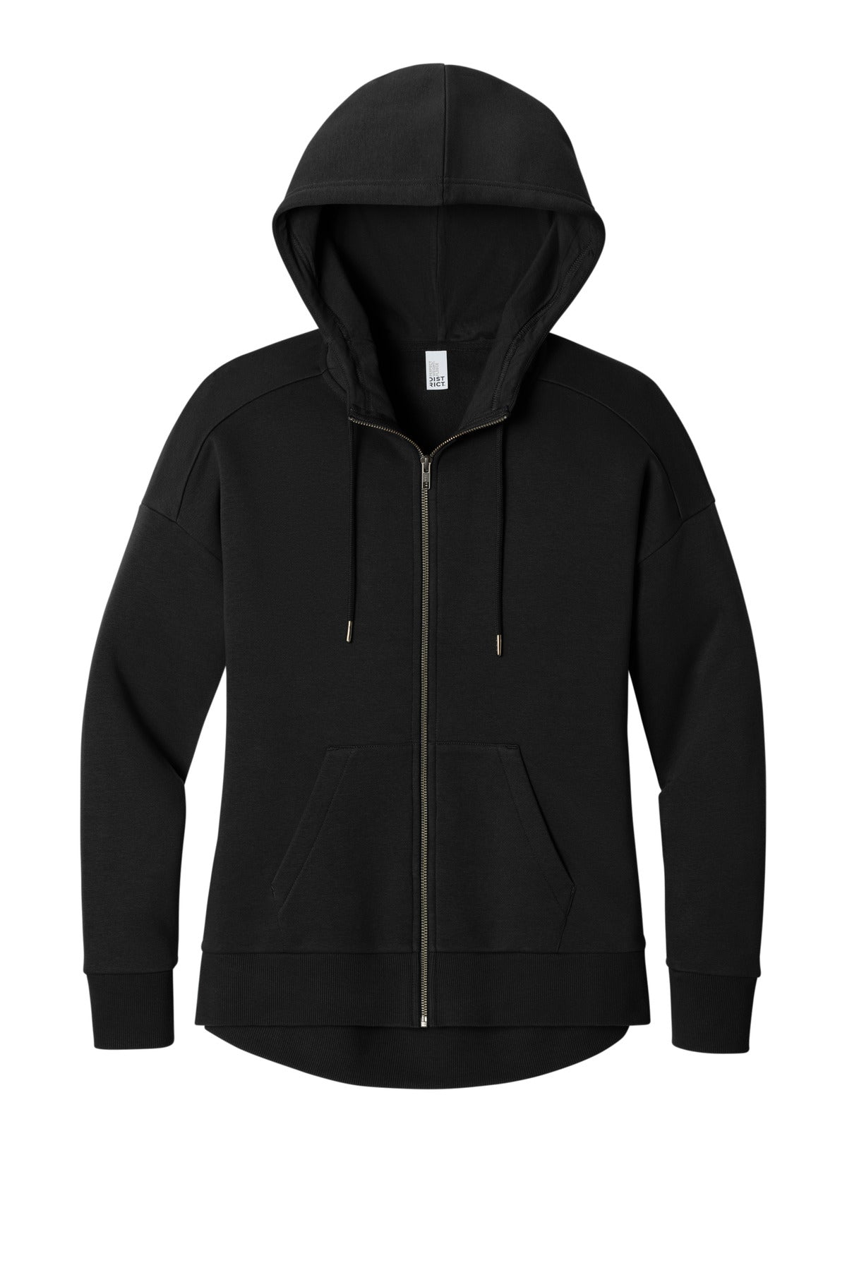 District  Women's Perfect Weight  Fleece Drop Shoulder Full-Zip Hoodie - Jet Black