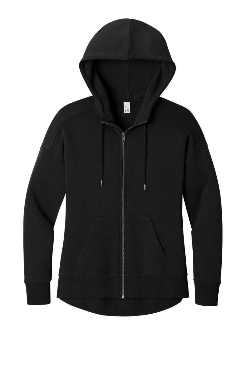District  Women's Perfect Weight  Fleece Drop Shoulder Full-Zip Hoodie - Jet Black