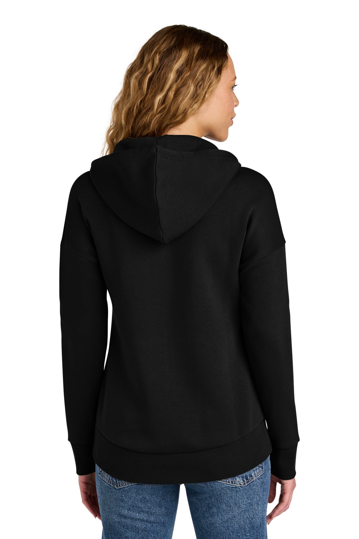 District  Women's Perfect Weight  Fleece Drop Shoulder Full-Zip Hoodie - Jet Black