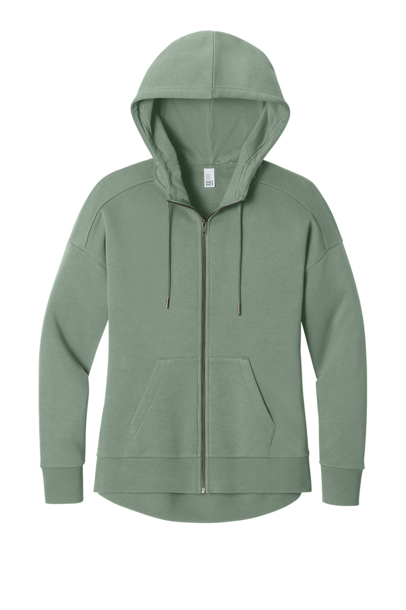 District  Women's Perfect Weight  Fleece Drop Shoulder Full-Zip Hoodie - Laurel Green
