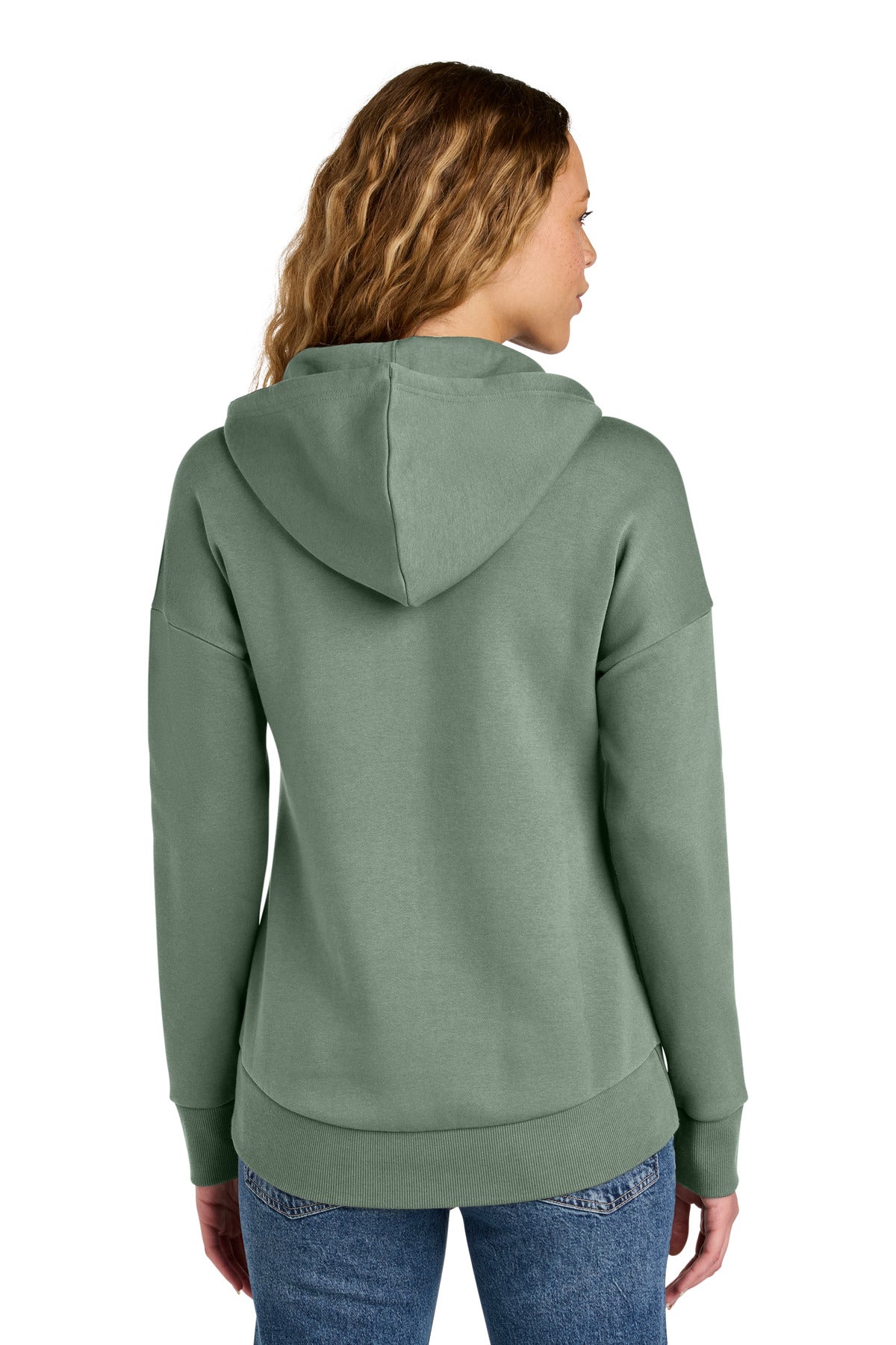 District  Women's Perfect Weight  Fleece Drop Shoulder Full-Zip Hoodie - Laurel Green