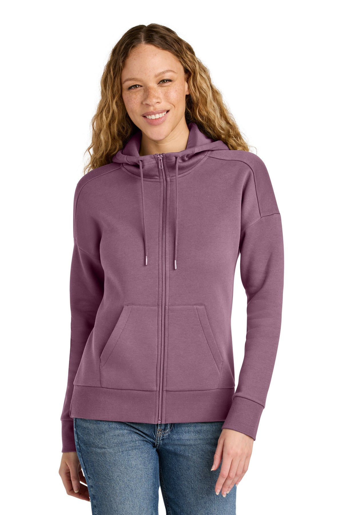 District  Women's Perfect Weight  Fleece Drop Shoulder Full-Zip Hoodie - Orchid Haze
