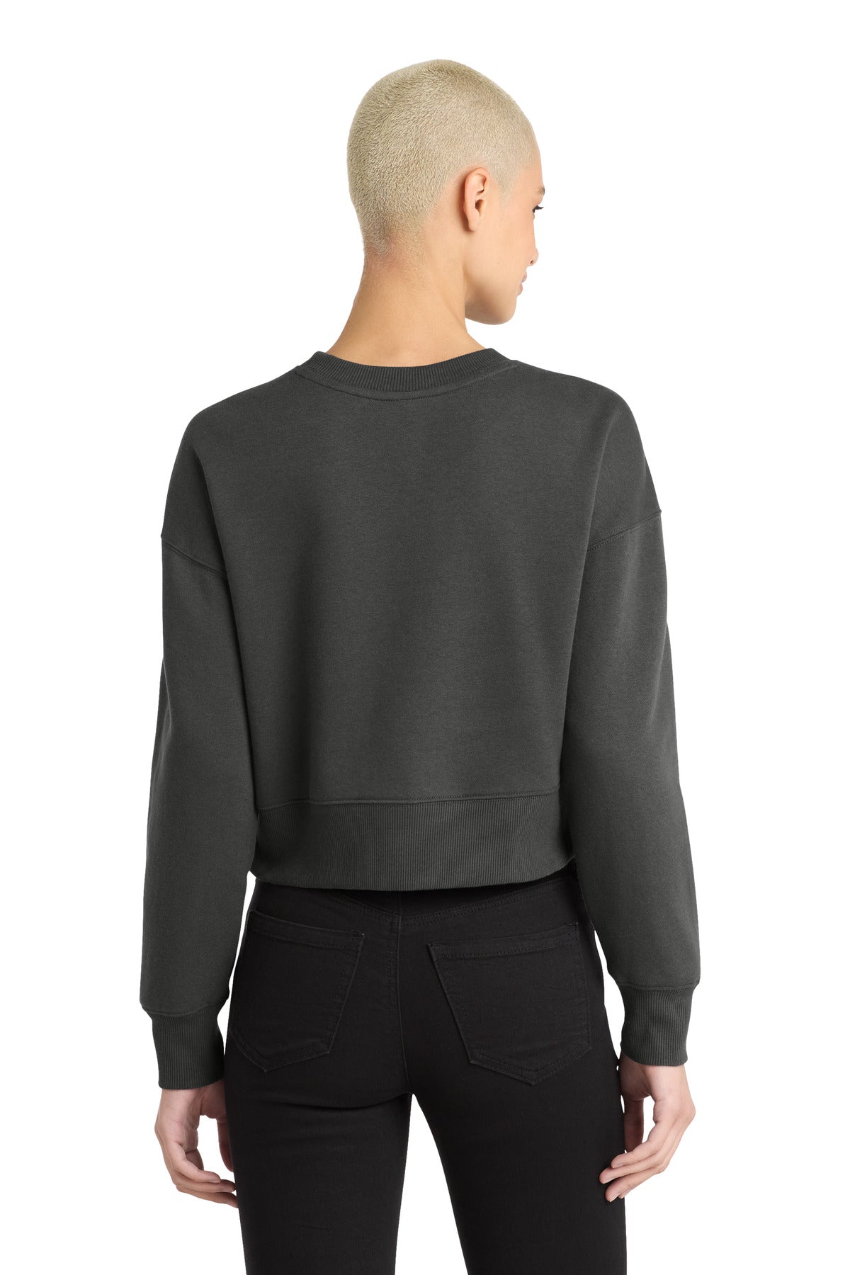 District  Women's Perfect Weight  Fleece Cropped Crew - Charcoal