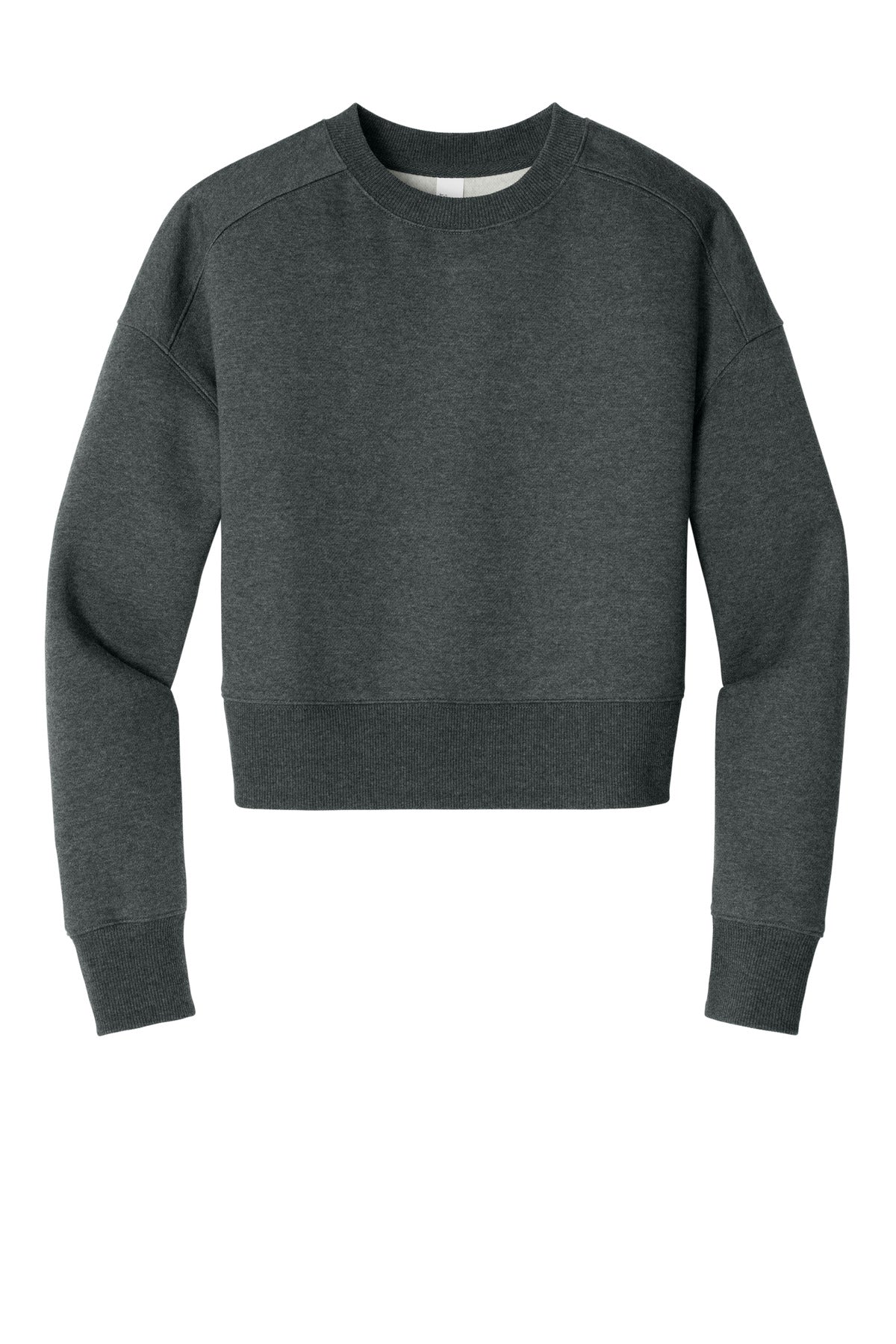 District  Women's Perfect Weight  Fleece Cropped Crew - Heathered Charcoal