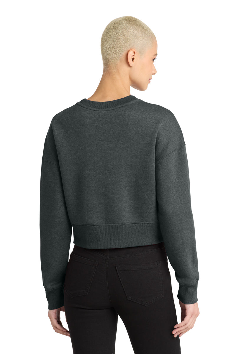 District  Women's Perfect Weight  Fleece Cropped Crew - Heathered Charcoal