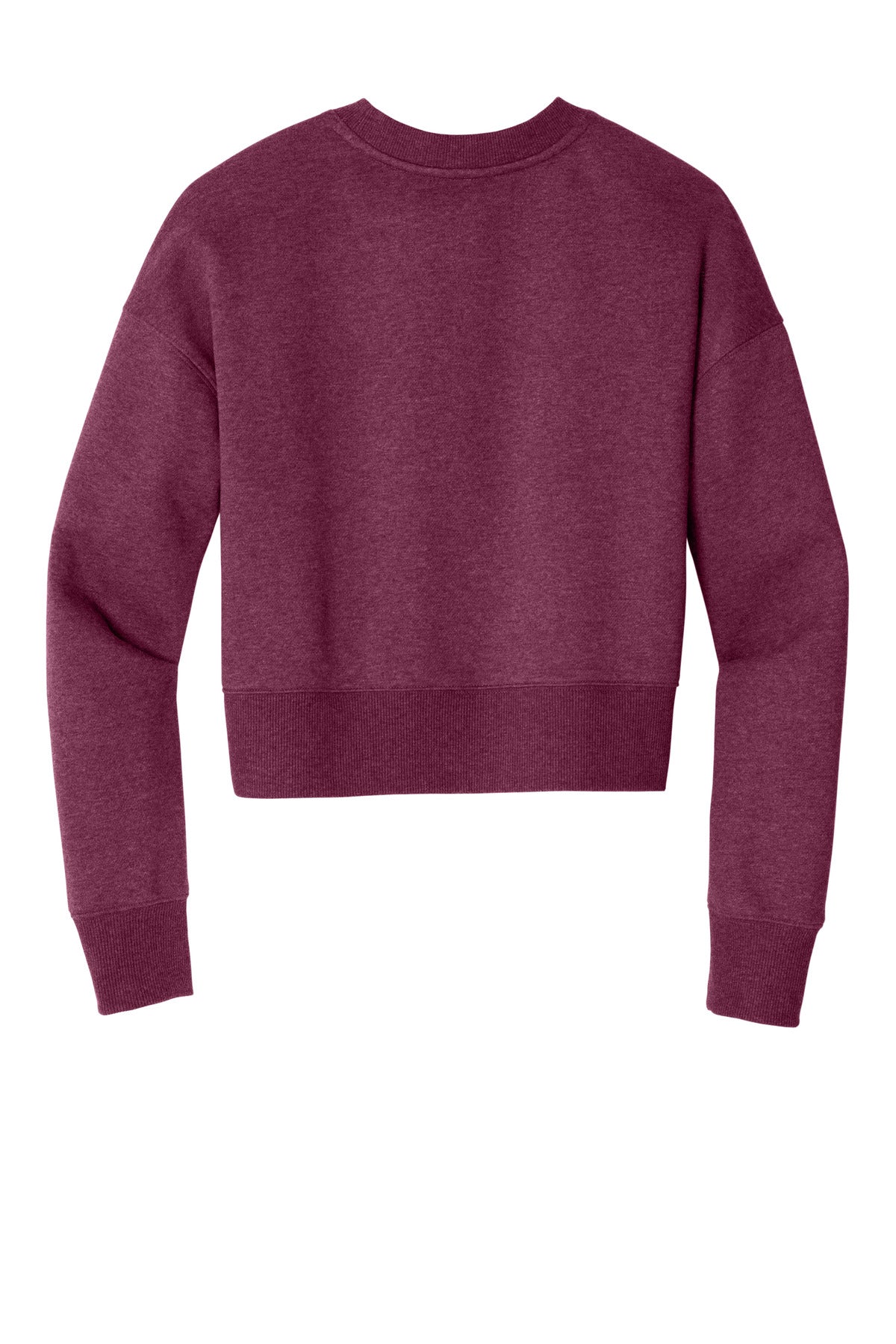 District  Women's Perfect Weight  Fleece Cropped Crew - Heathered Loganberry