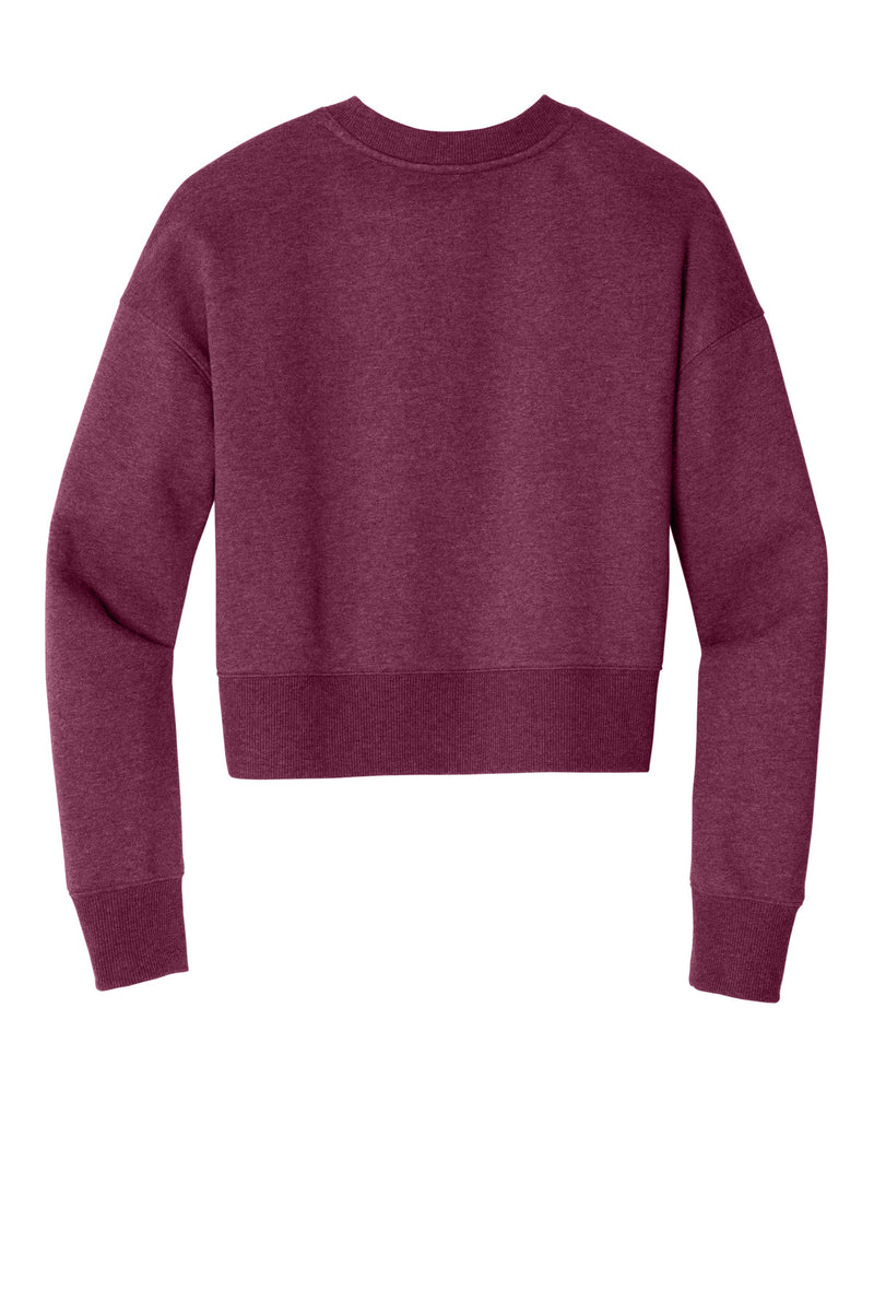 District  Women's Perfect Weight  Fleece Cropped Crew - Heathered Loganberry