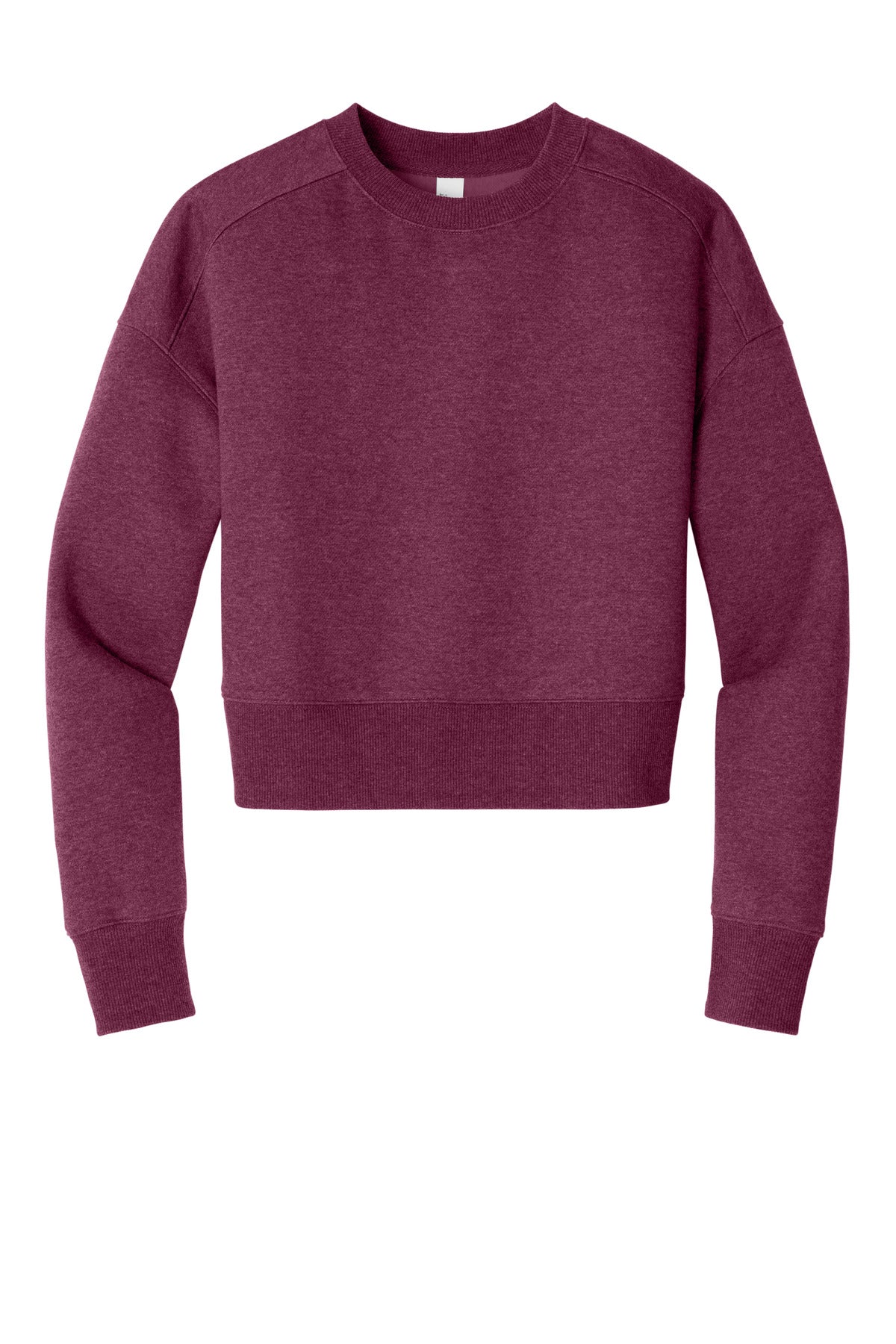 District  Women's Perfect Weight  Fleece Cropped Crew - Heathered Loganberry