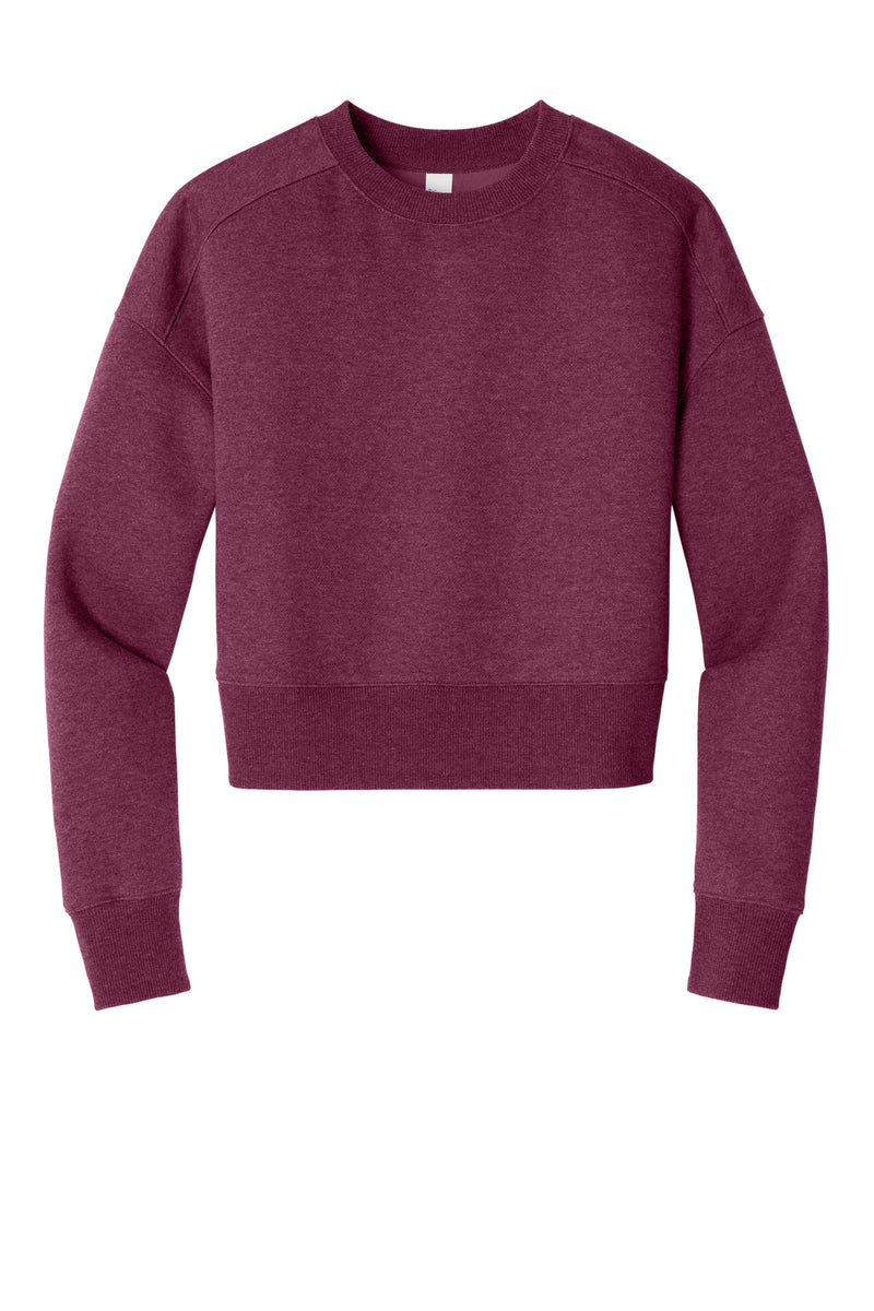 District  Women's Perfect Weight  Fleece Cropped Crew - Heathered Loganberry