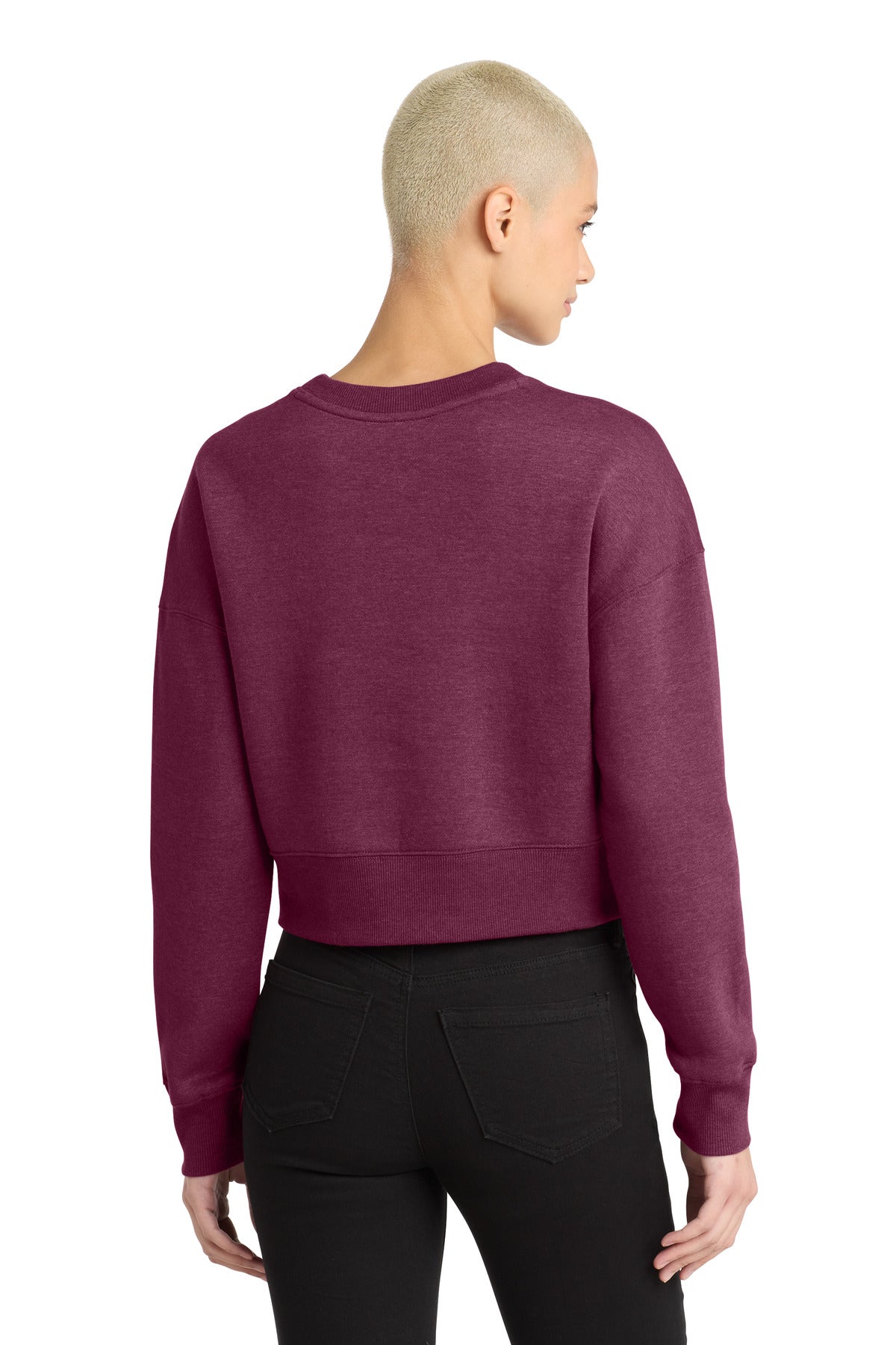 District  Women's Perfect Weight  Fleece Cropped Crew - Heathered Loganberry