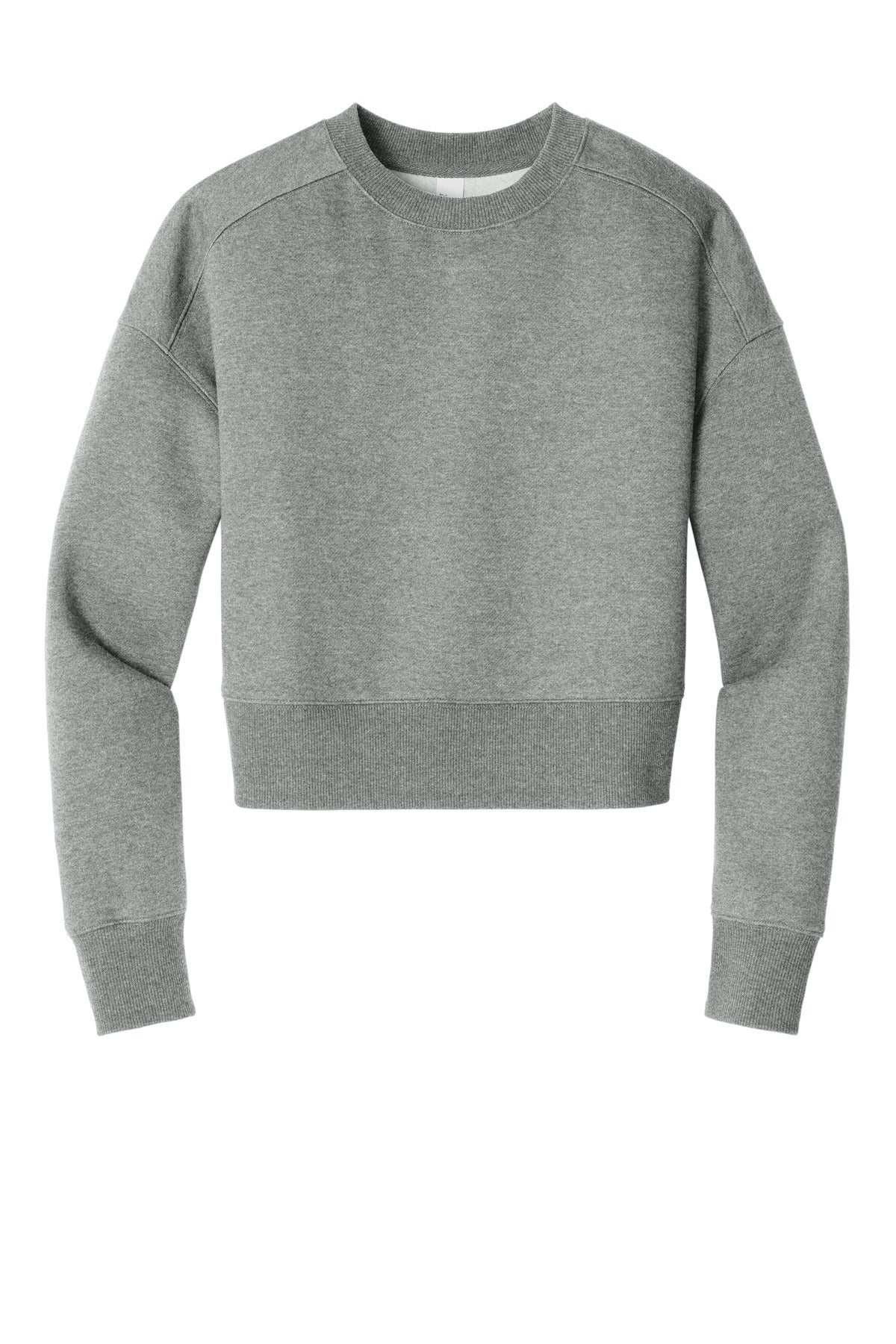 District  Women's Perfect Weight  Fleece Cropped Crew - Heathered Steel